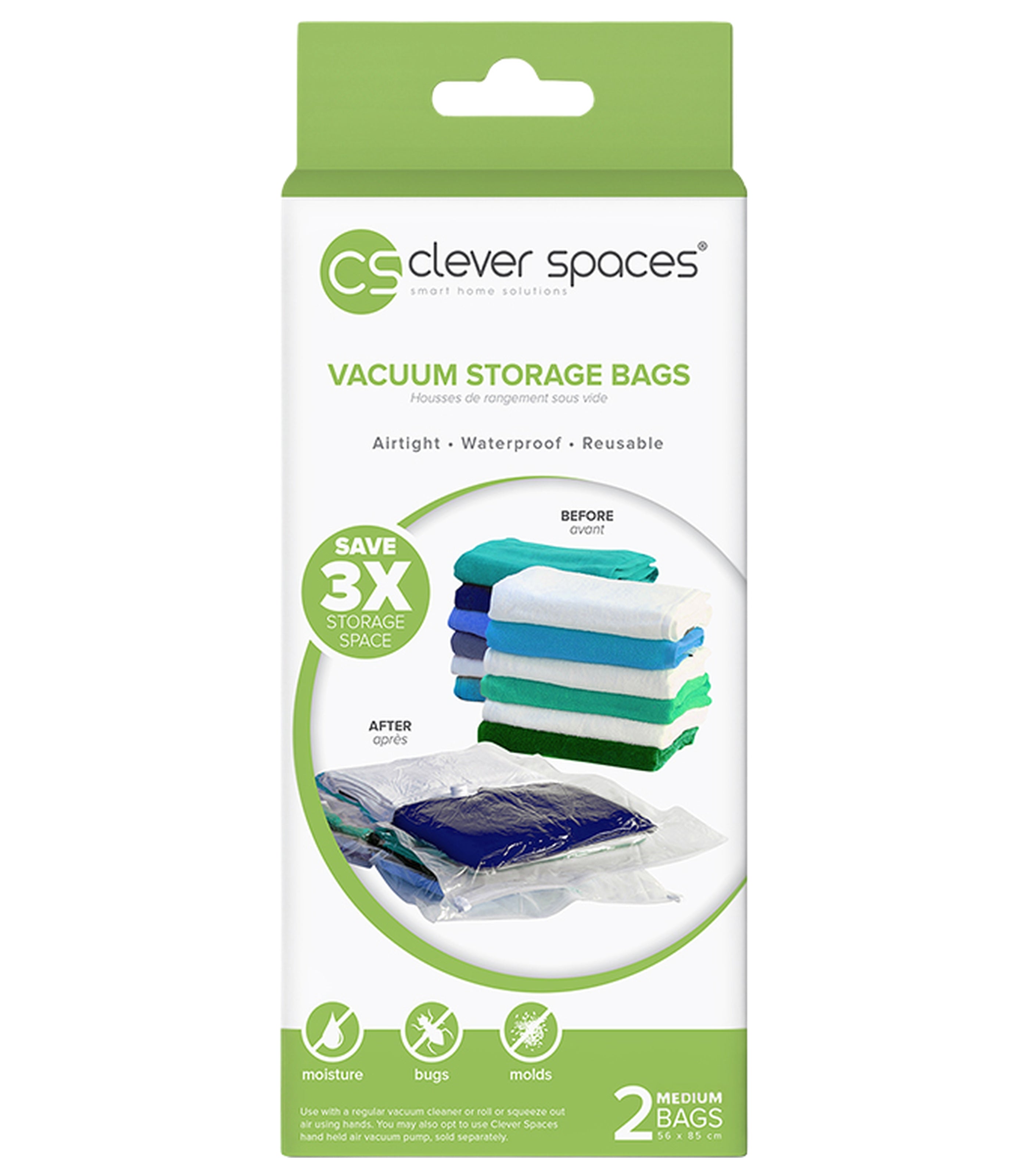 CLEVER SPACESVaccum Storage Bags - Medium 2Pcs