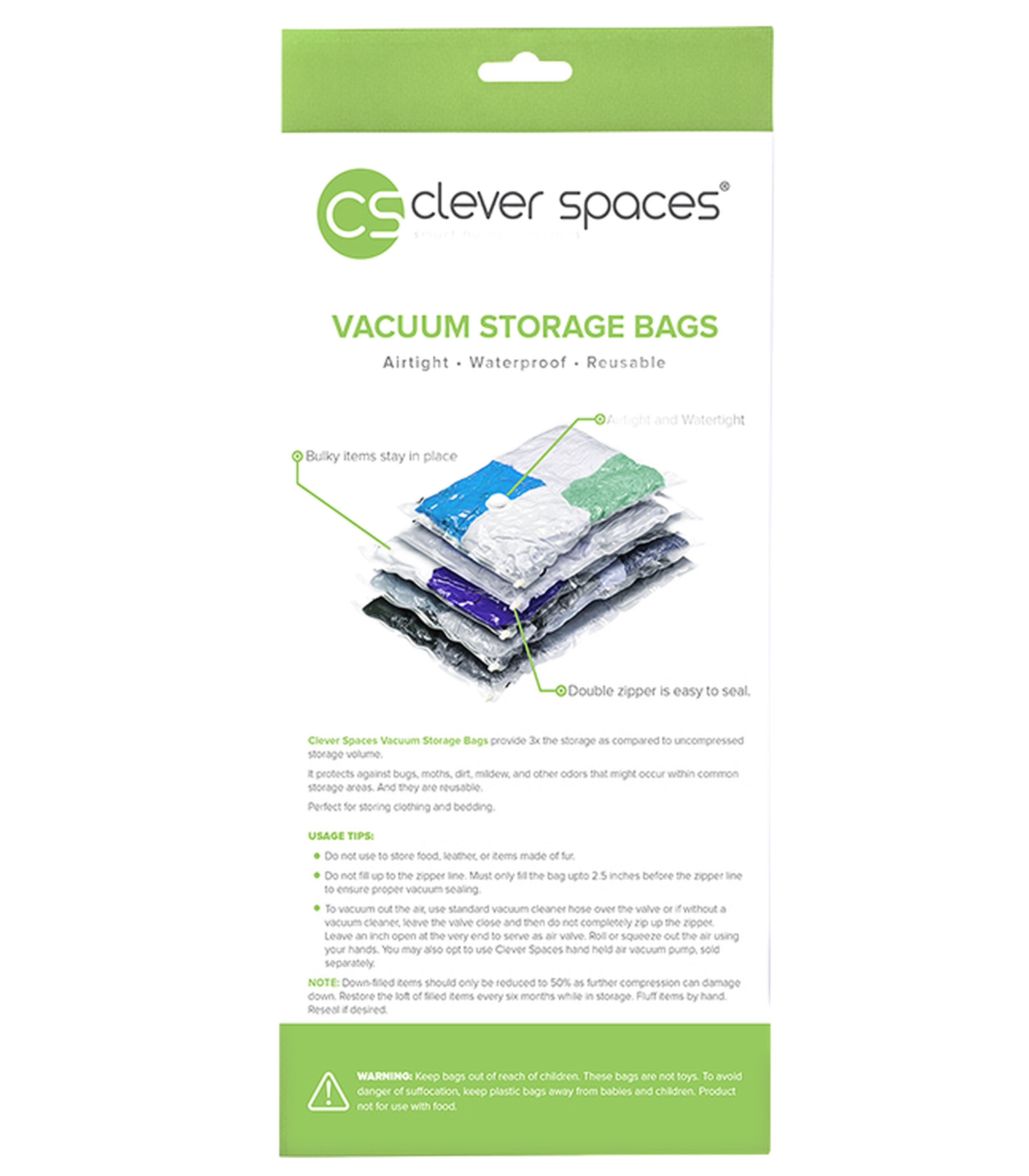 CLEVER SPACESVaccum Storage Bags - Medium 2Pcs
