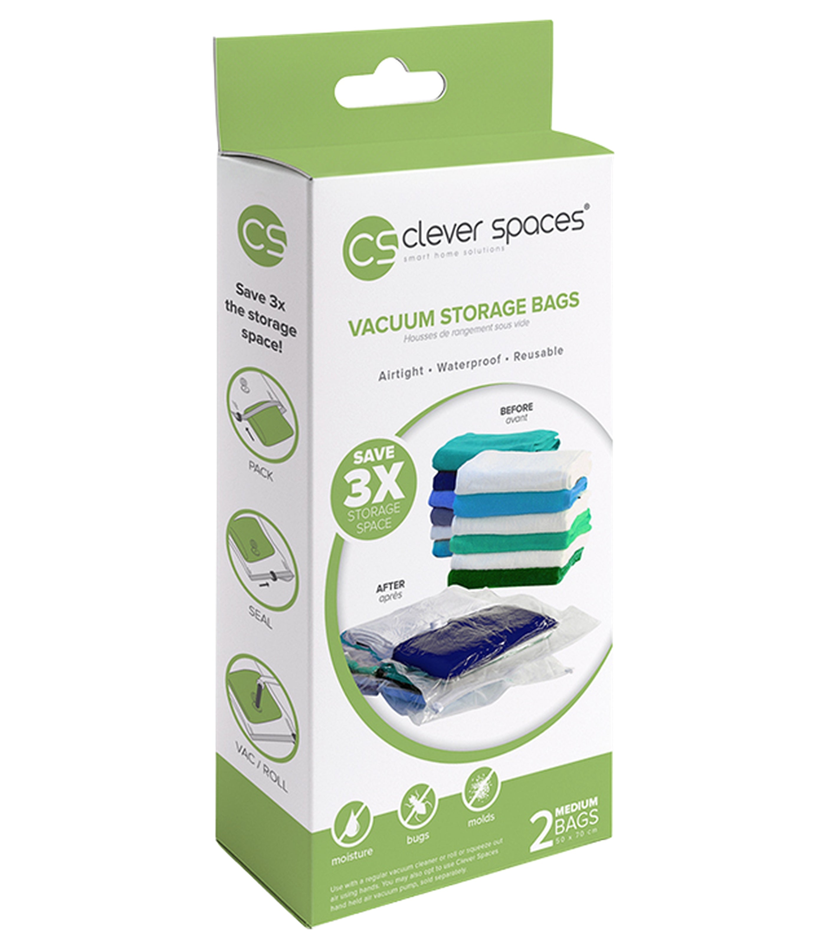 CLEVER SPACESVaccum Storage Bags - Medium 2Pcs
