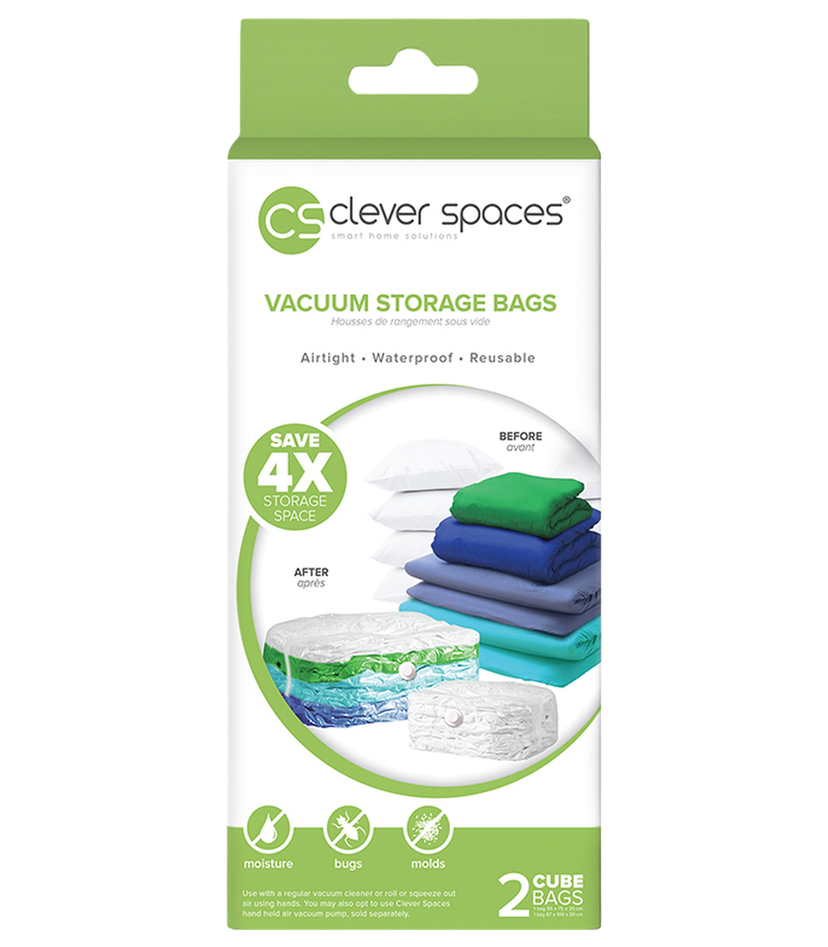 CLEVER SPACESVaccum Storage Bags - Cube 2Pcs