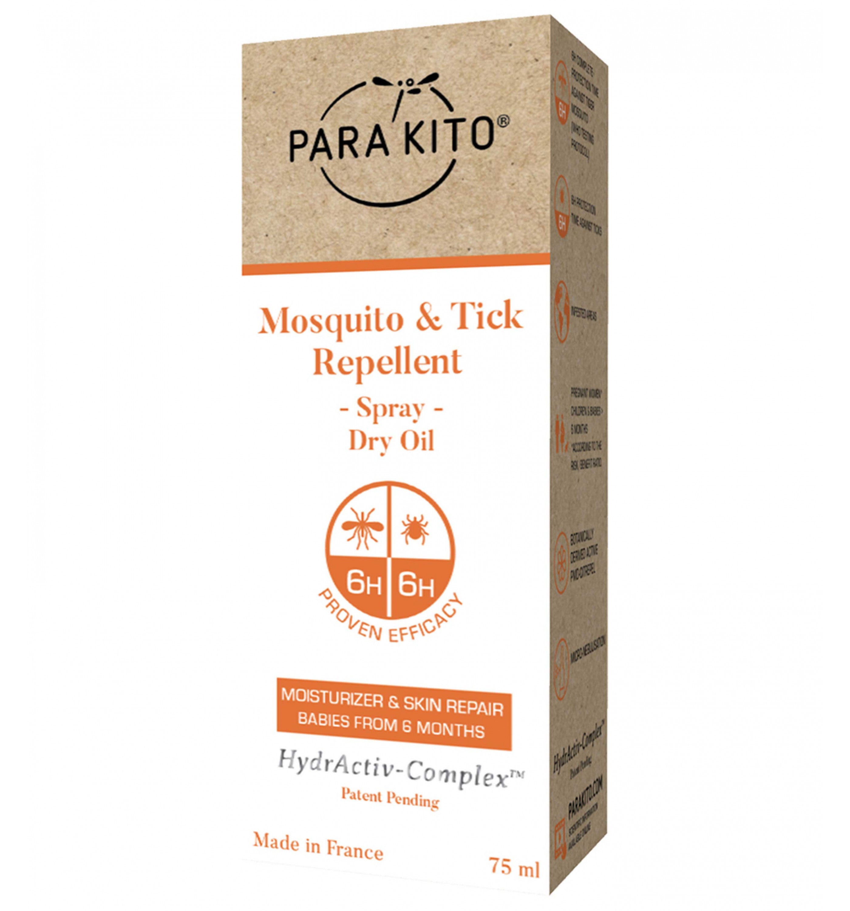 PARAKITOMosquito & Tick Repellent 75Ml Dry Oil Spray Water Resistant, Moisturizer & After Sun Spray