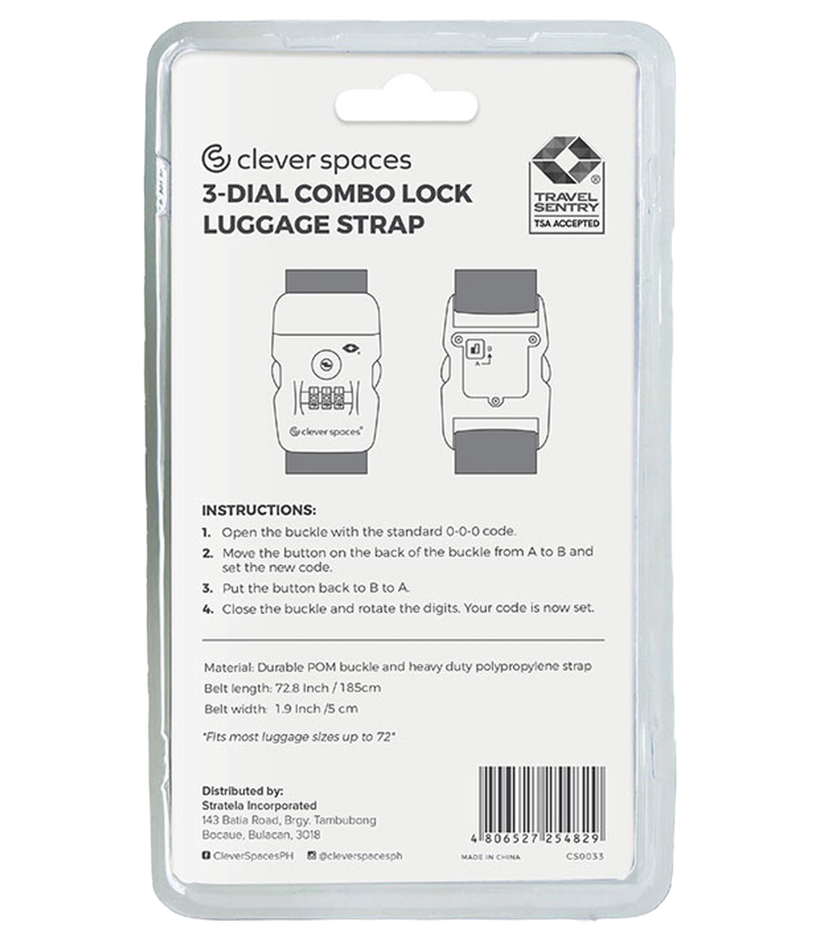 CLEVER SPACESLuggage Strap With Combination Lock