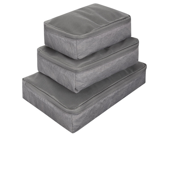 TRAVELONWorld Travel Essentials Set of 3 Soft Packing Cubes - Gray Heather