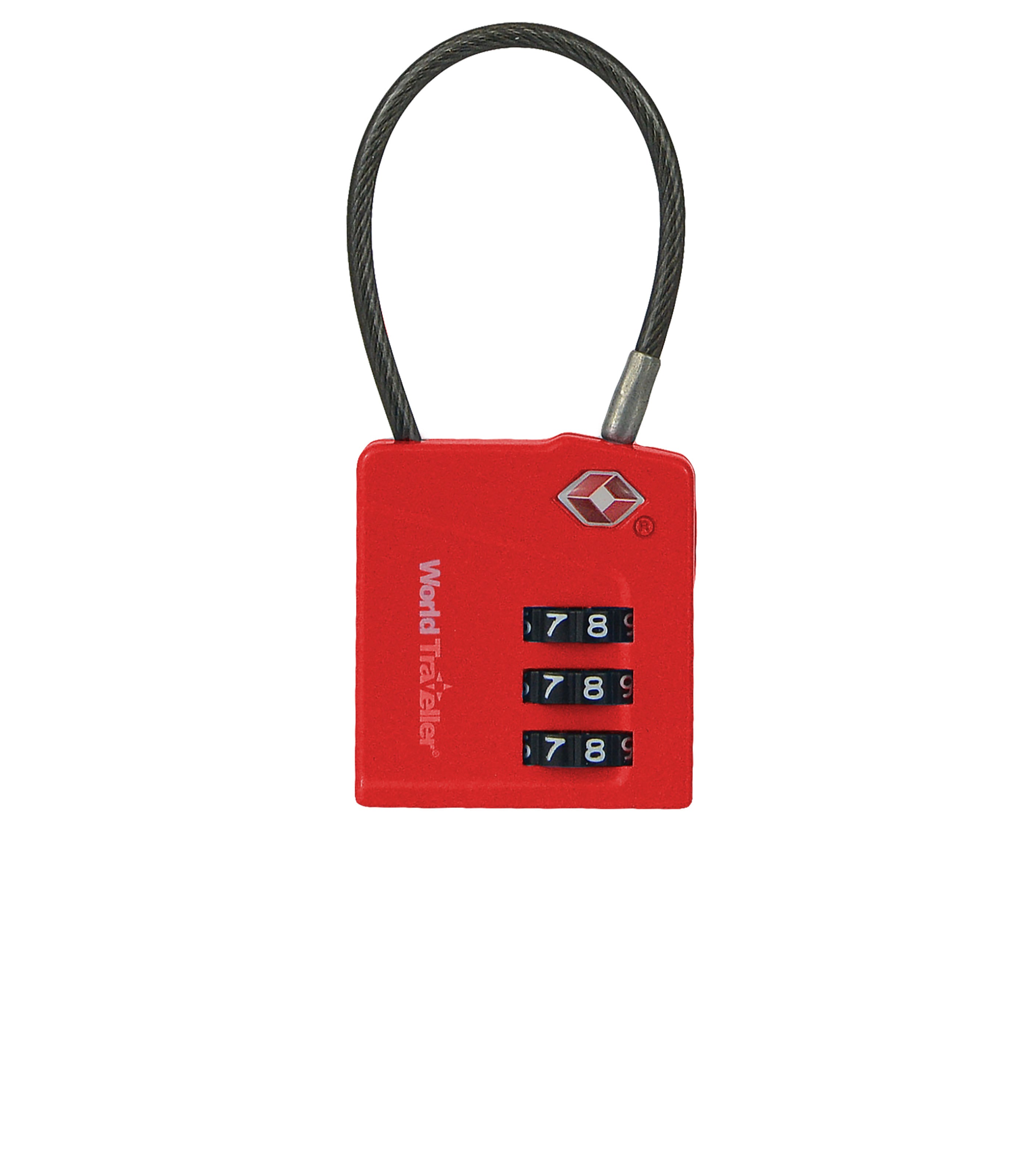 WORLD TRAVELLERMAGNIFIED DIAL CABLE TSA LOCK - Spice Red