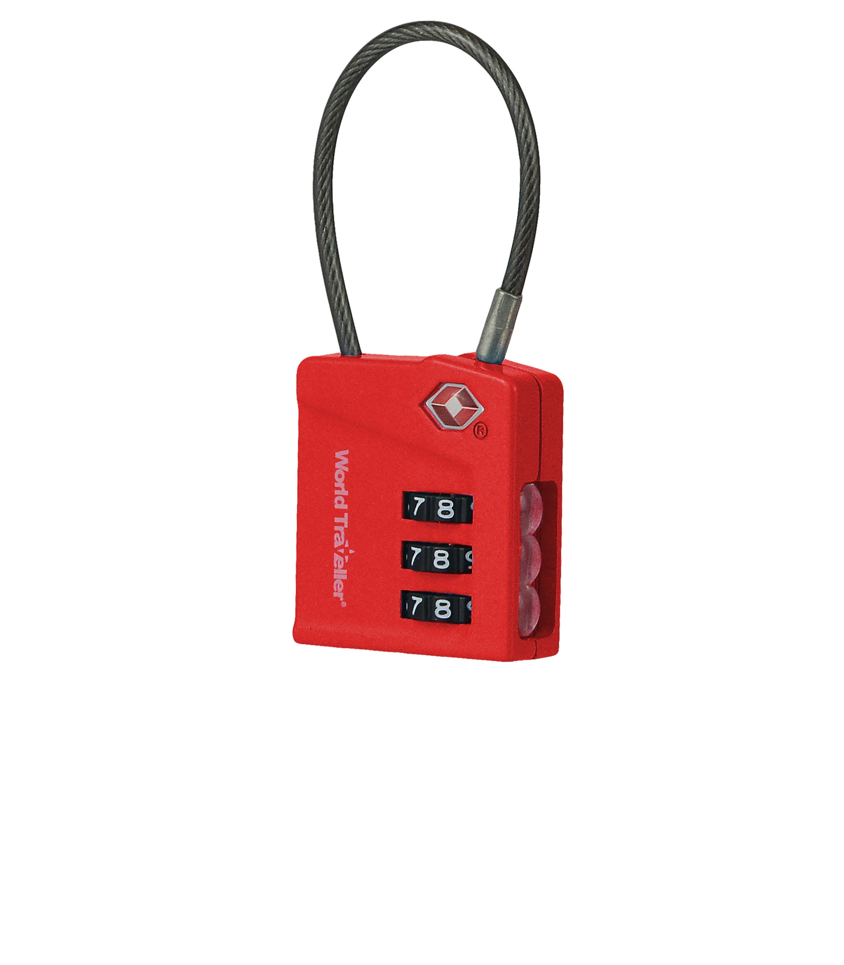 WORLD TRAVELLERMAGNIFIED DIAL CABLE TSA LOCK - Spice Red