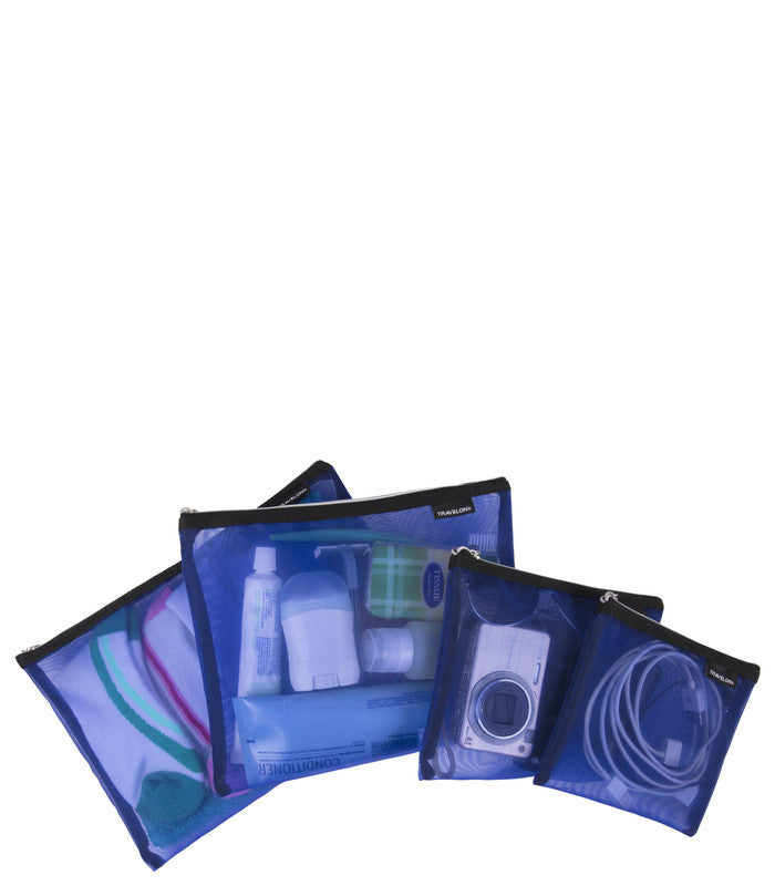 TRAVELONSet of 4 Mesh Pouches Blue