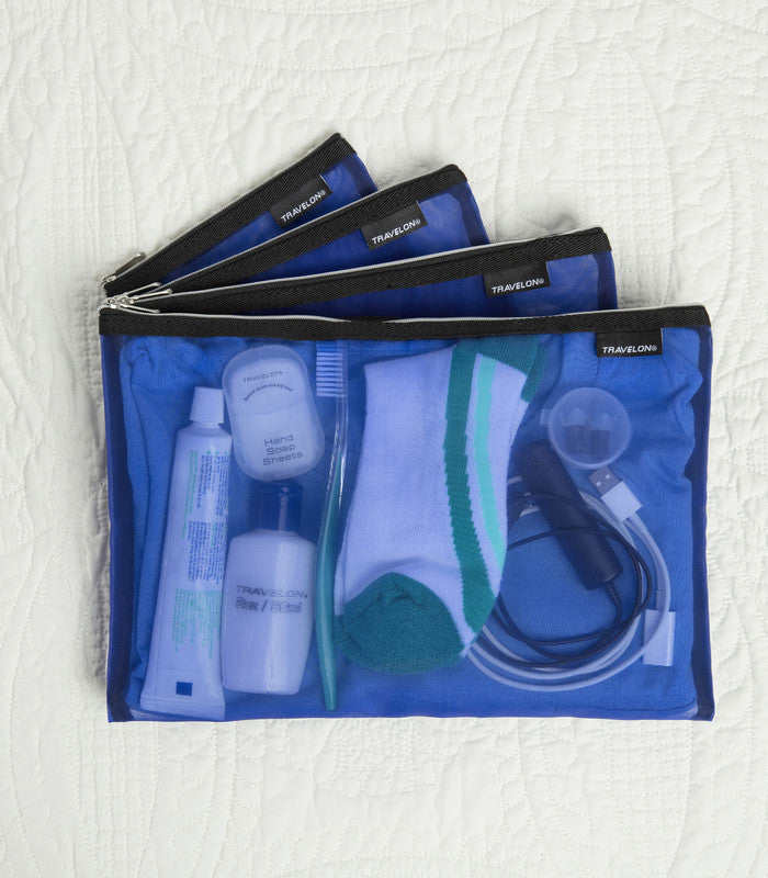 TRAVELONSet of 4 Mesh Pouches Blue