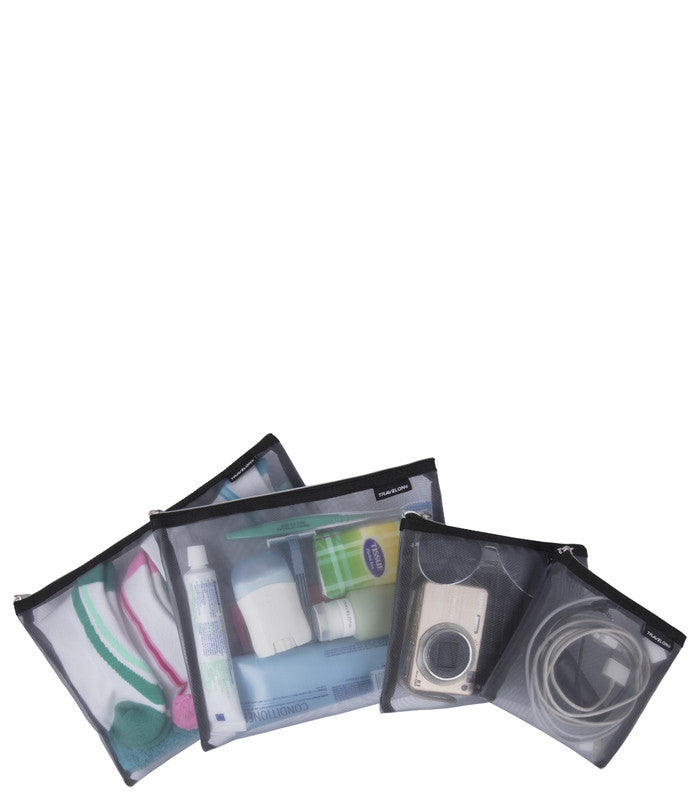 TRAVELONSet of 4 Mesh Pouches Gray