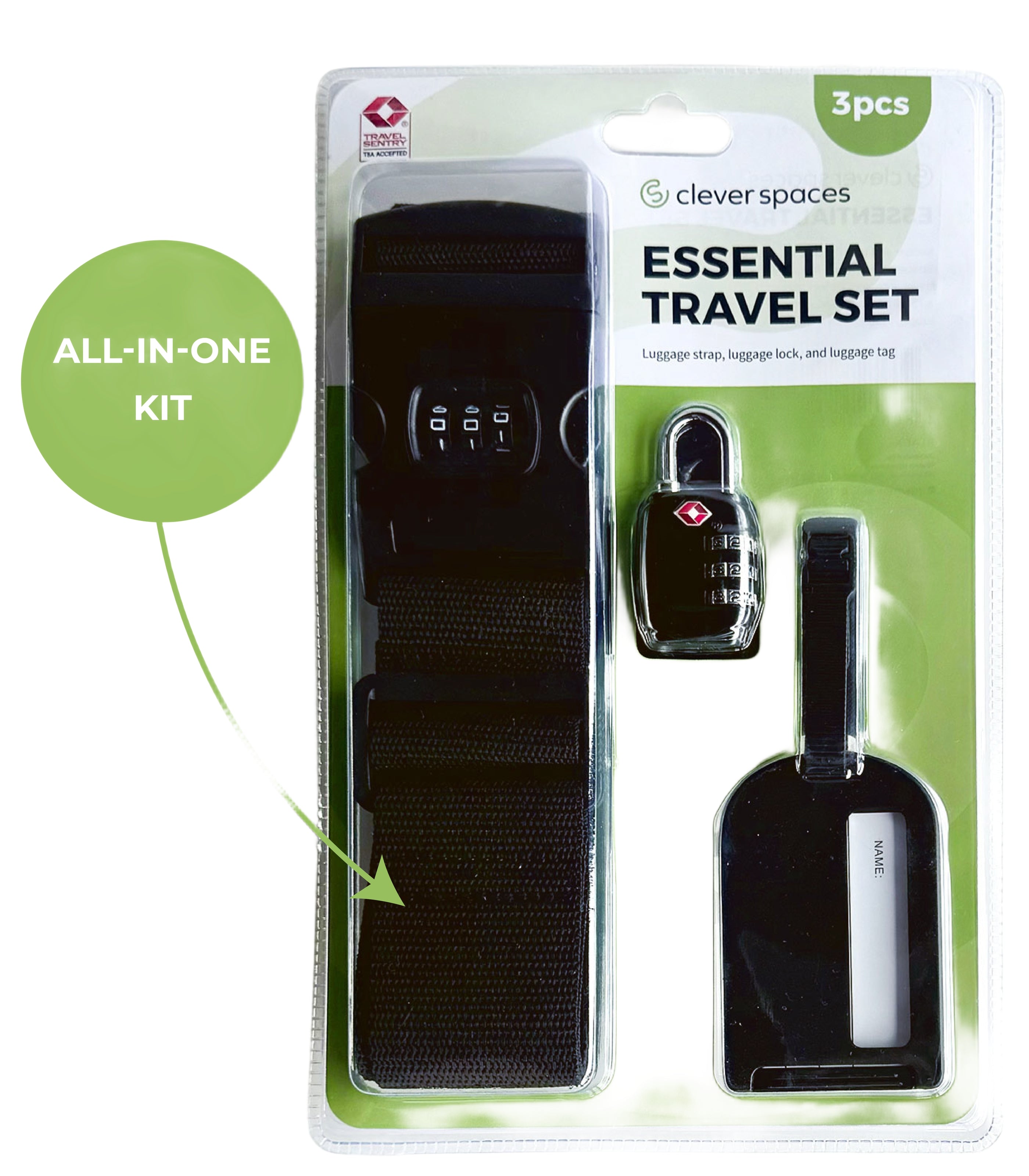 CLEVER SPACESTravel Set - Lock, Strap, Tag