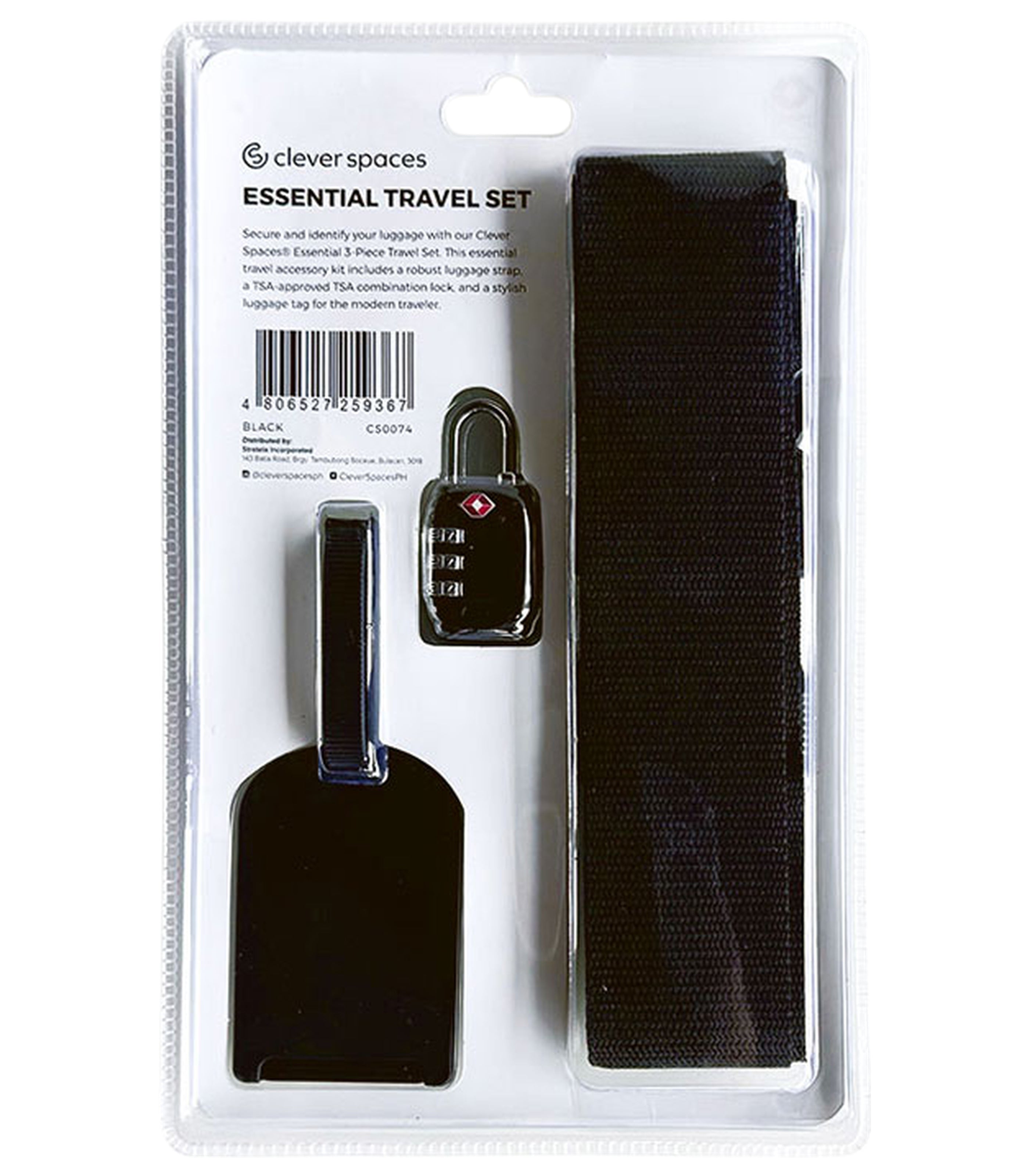 CLEVER SPACESTravel Set - Lock, Strap, Tag
