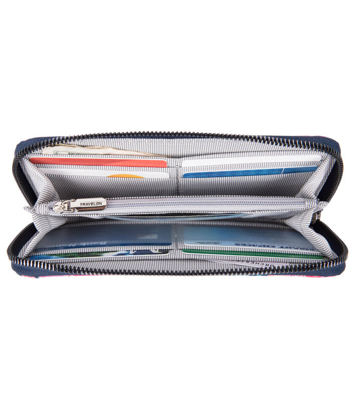 TRAVELONRFID Blocking Single Zip Wallet - Midnight Floral