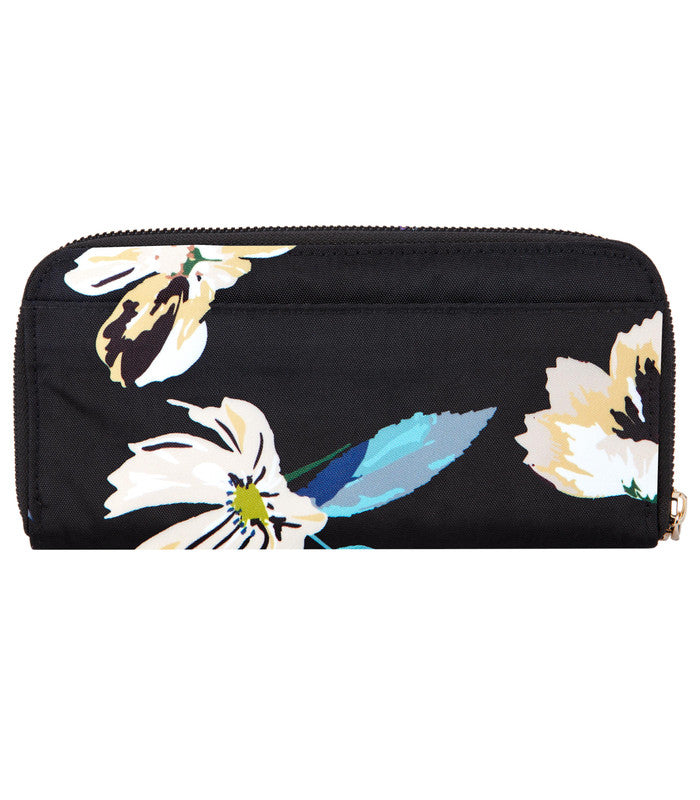 TRAVELONRFID Blocking Single Zip Wallet - Midnight Floral