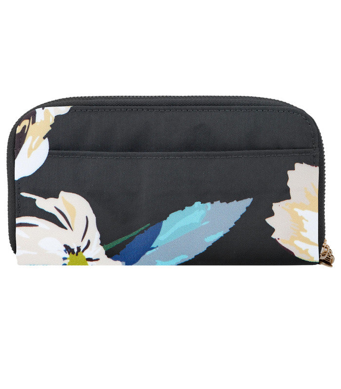 TRAVELONRFID Blocking Double Zip Wallet - Midnight Floral