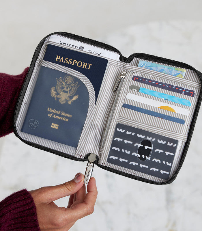 TRAVELONRFID Blocking Passport Zip Wallet - Midnight Floral