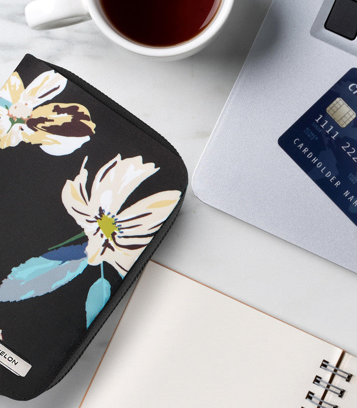 TRAVELONRFID Blocking Passport Zip Wallet - Midnight Floral