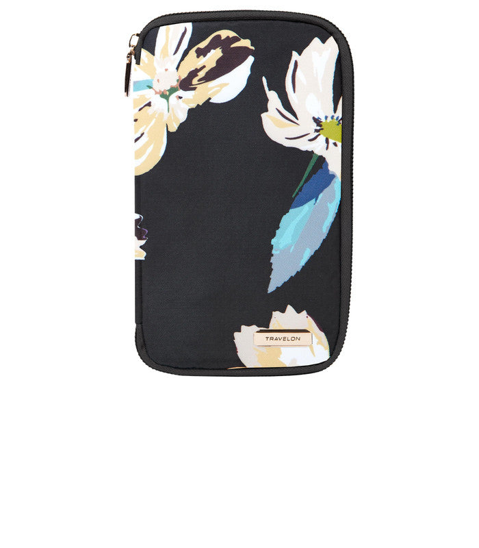 TRAVELONRFID Blocking Family Passport Zip Wallet - Midnight Floral