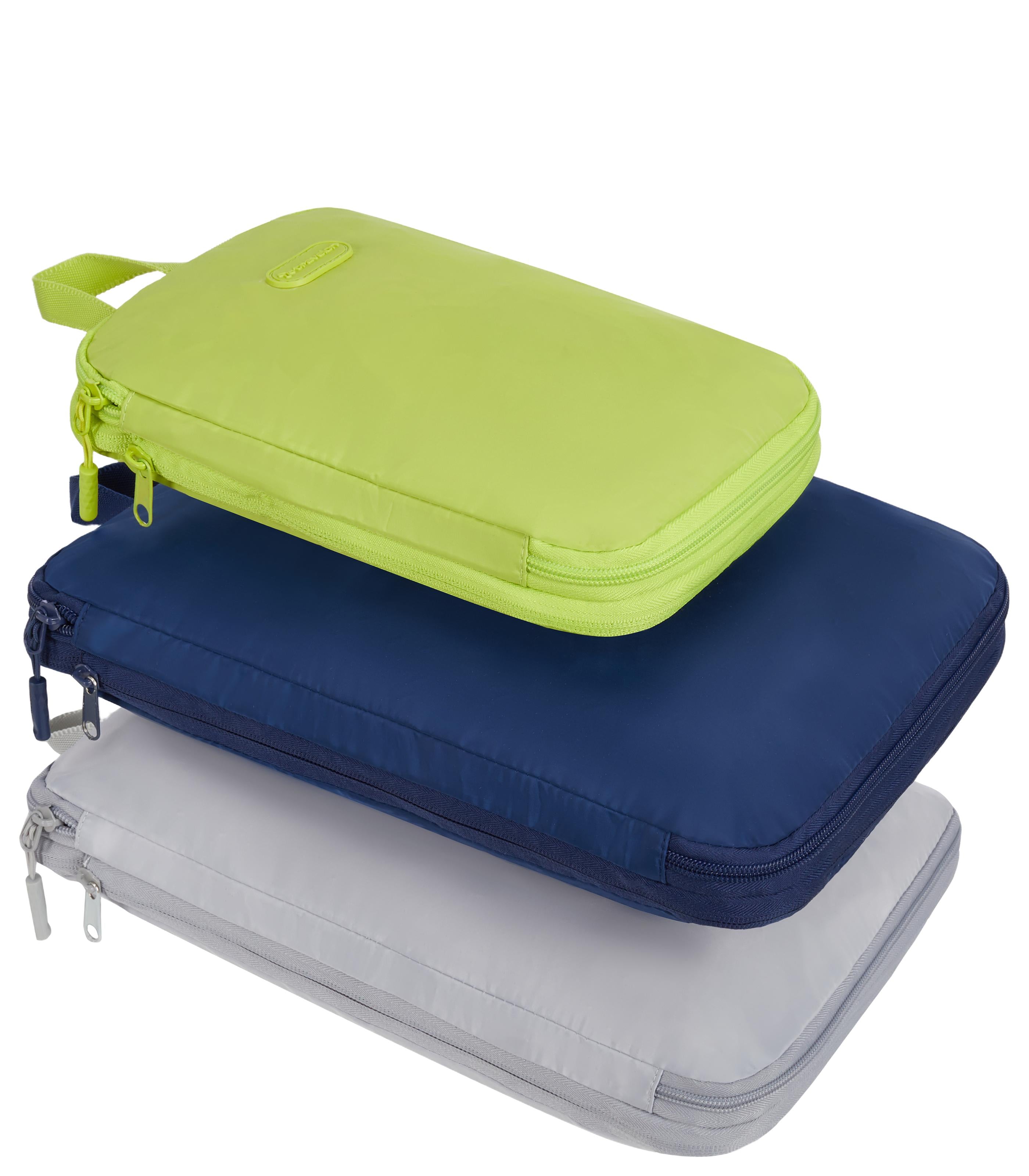 TRAVELONPacking Intelligence Set of 3 Compression Cubes - Cool Tones