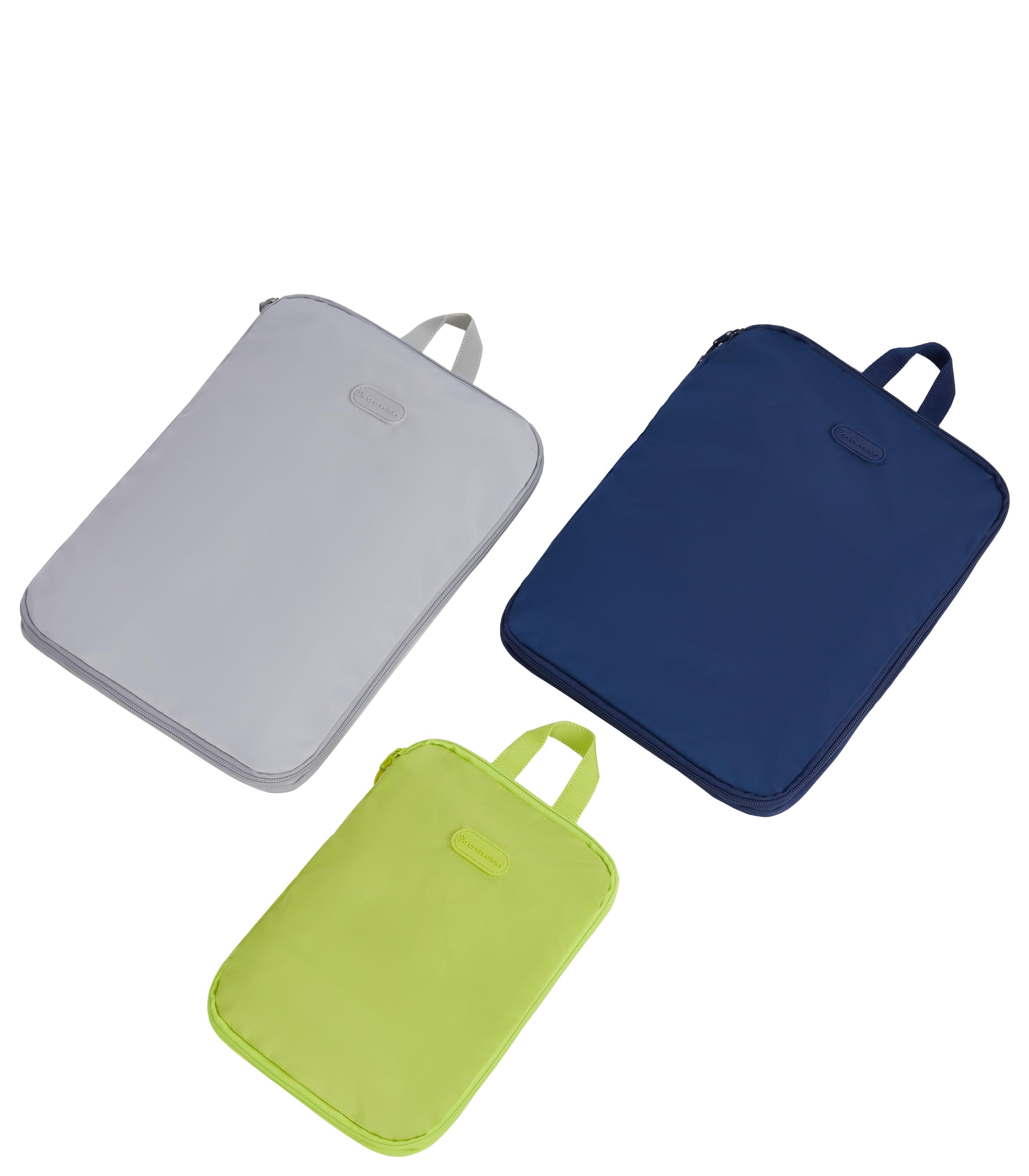 TRAVELONPacking Intelligence Set of 3 Compression Cubes - Cool Tones