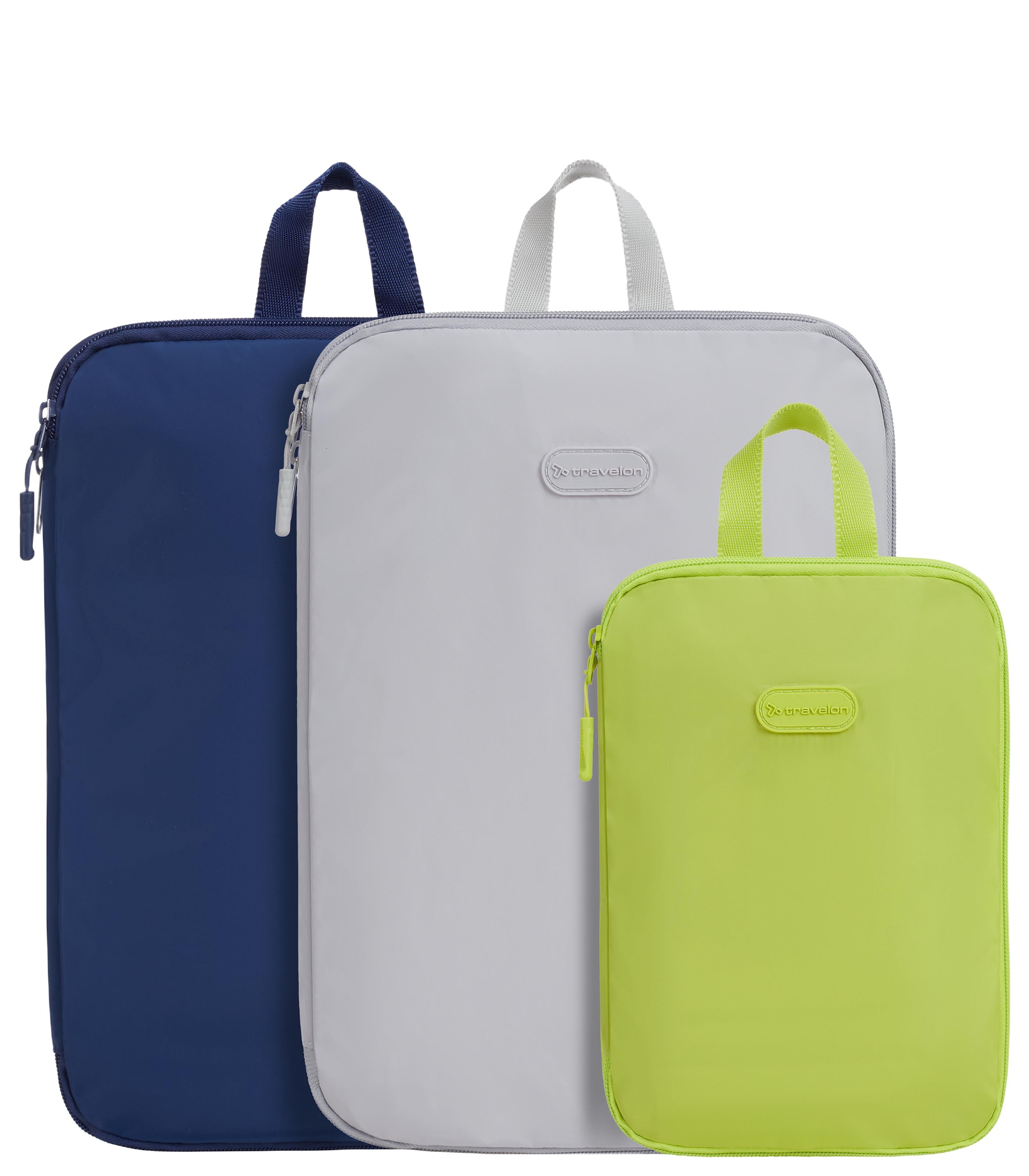 TRAVELONPacking Intelligence Set of 3 Compression Cubes - Cool Tones