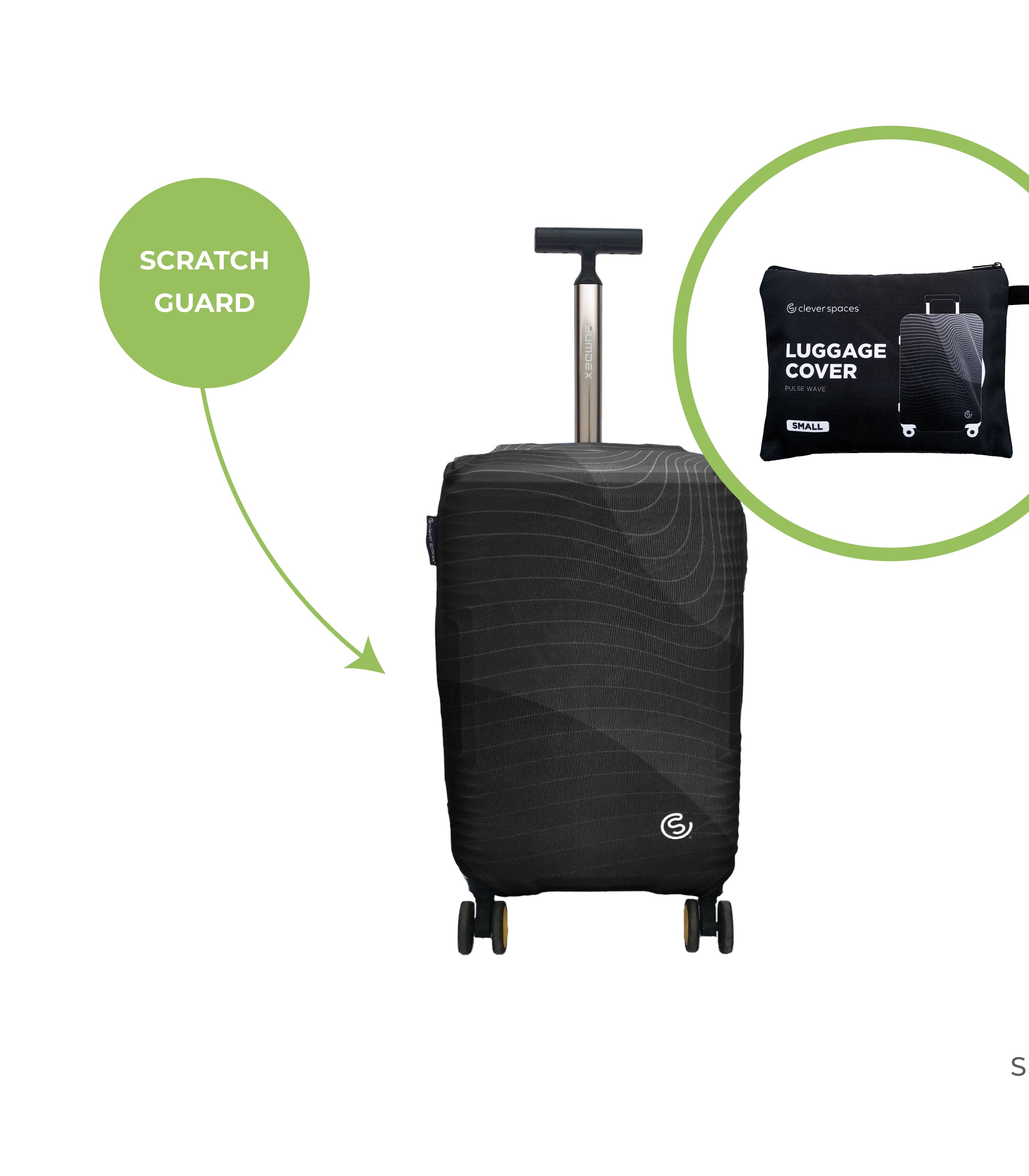 CLEVER SPACESPulse Wave Luggage Cover Small - Black