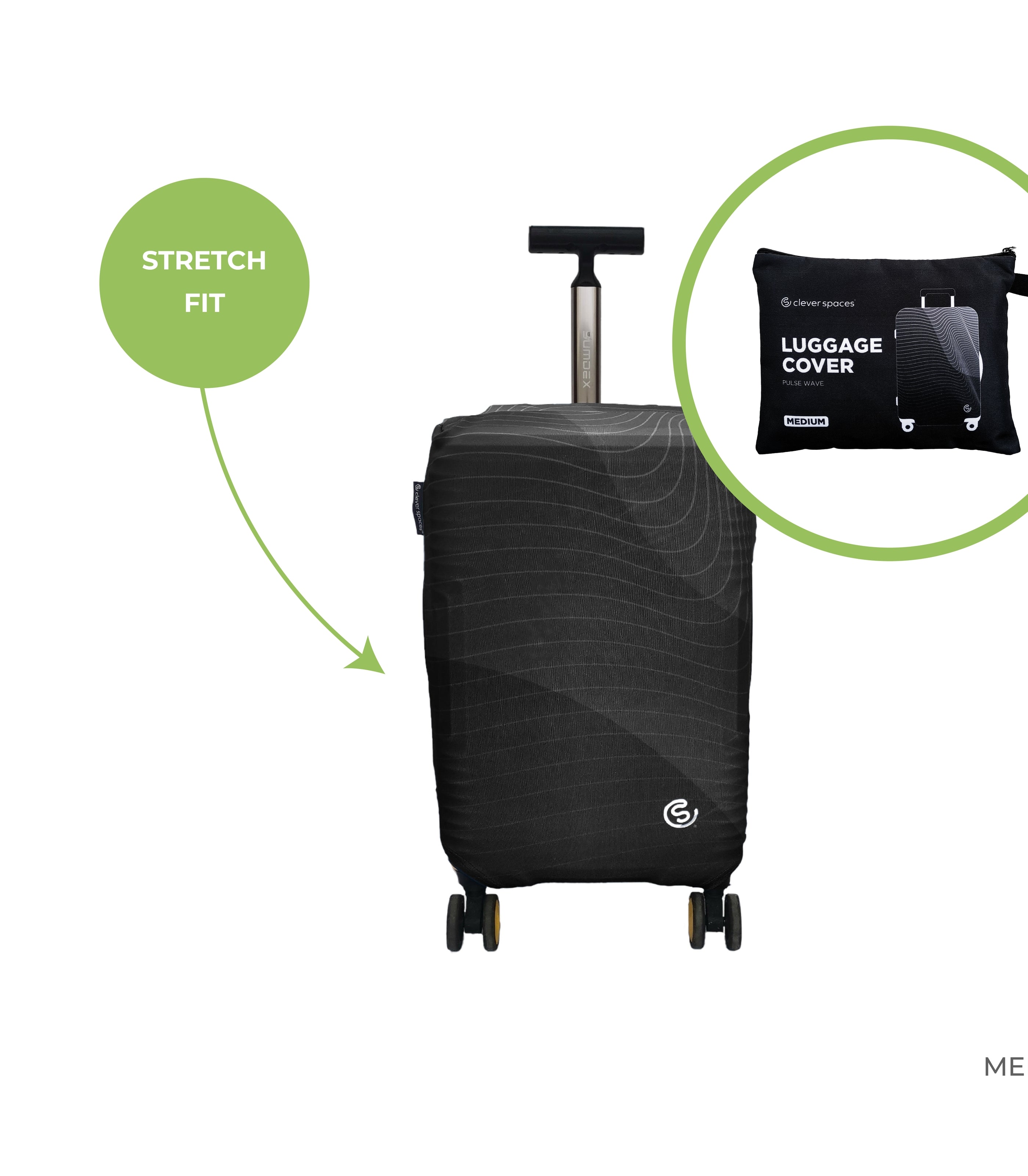 CLEVER SPACESPulse Wave Luggage Cover Medium - Black