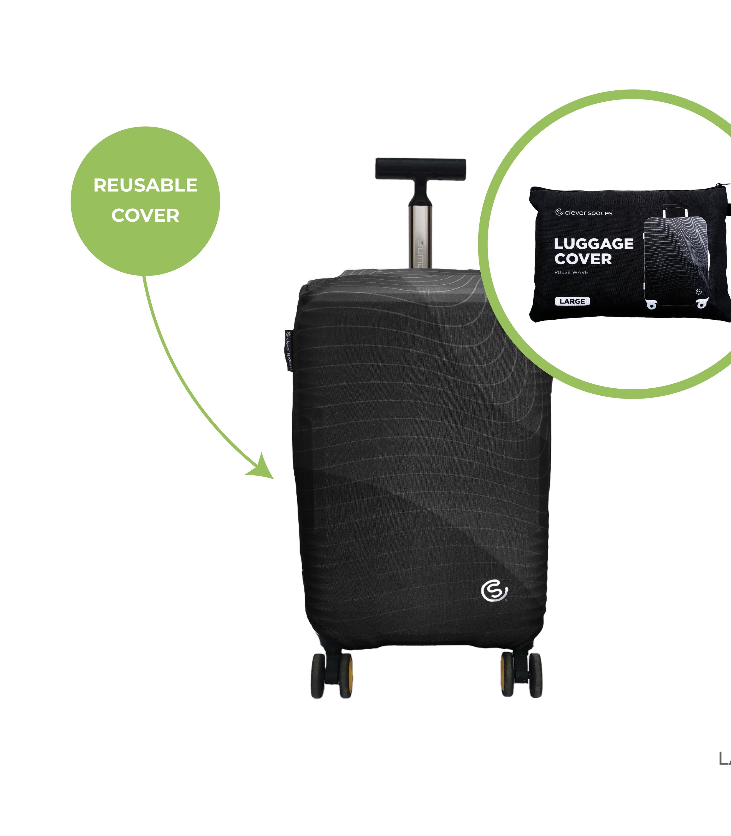 CLEVER SPACESPulse Wave Luggage Cover Large - Black