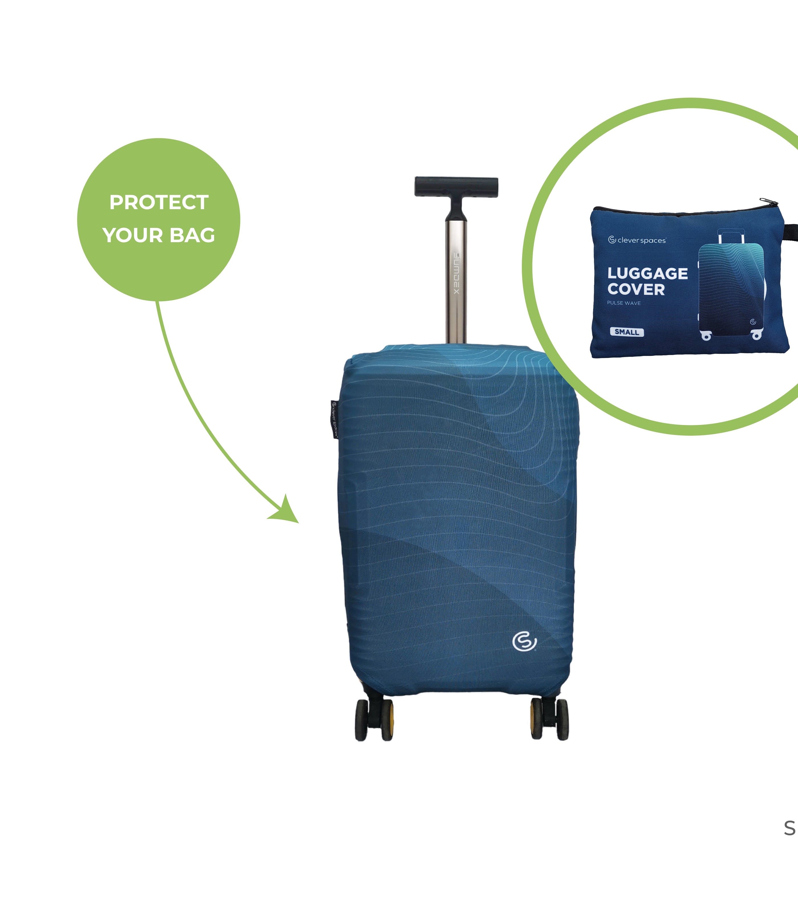 CLEVER SPACESPulse Wave Luggage Cover Small - Blue