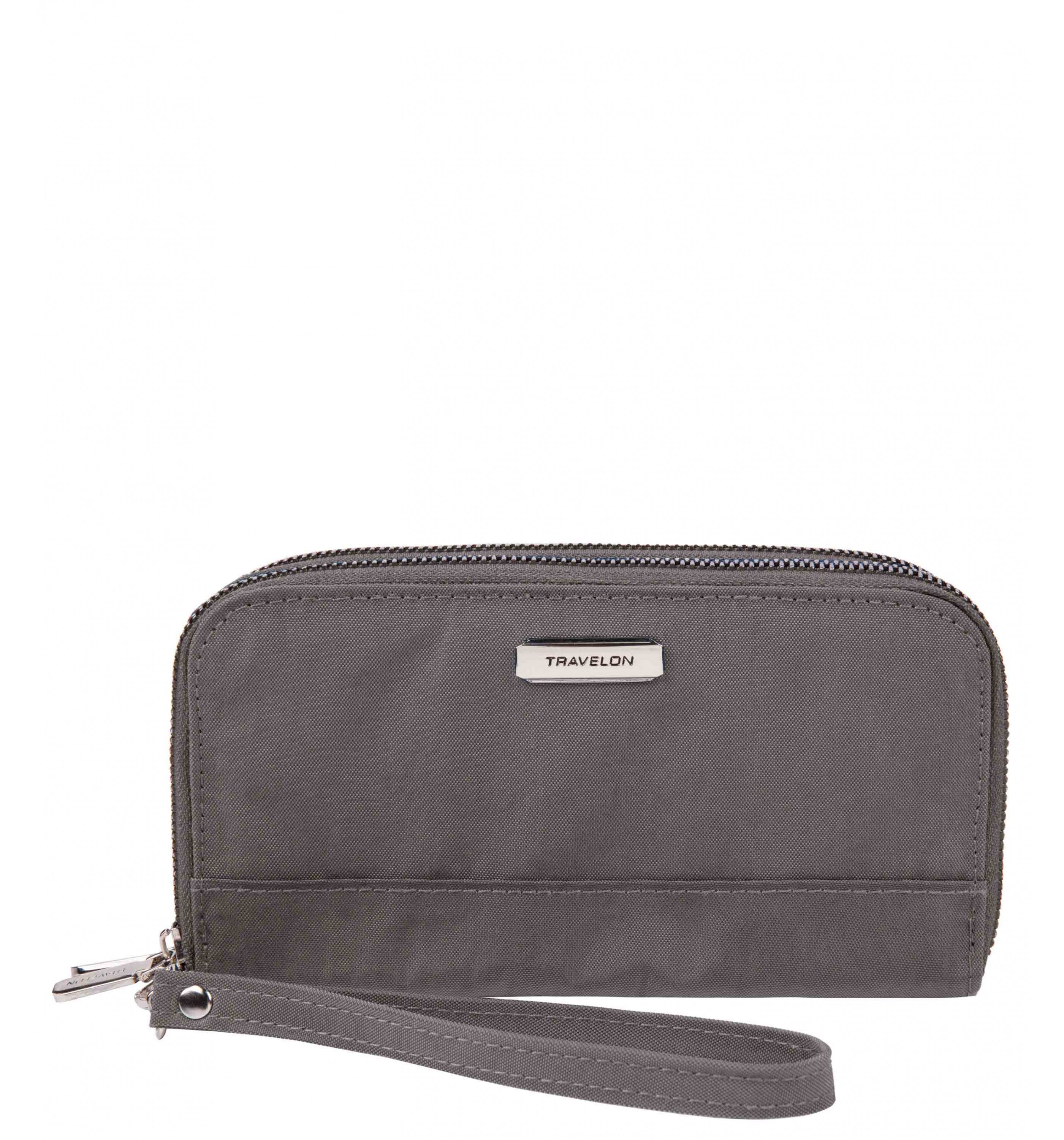 TRAVELONRFID-Blocking Double Zip Clutch Wallet