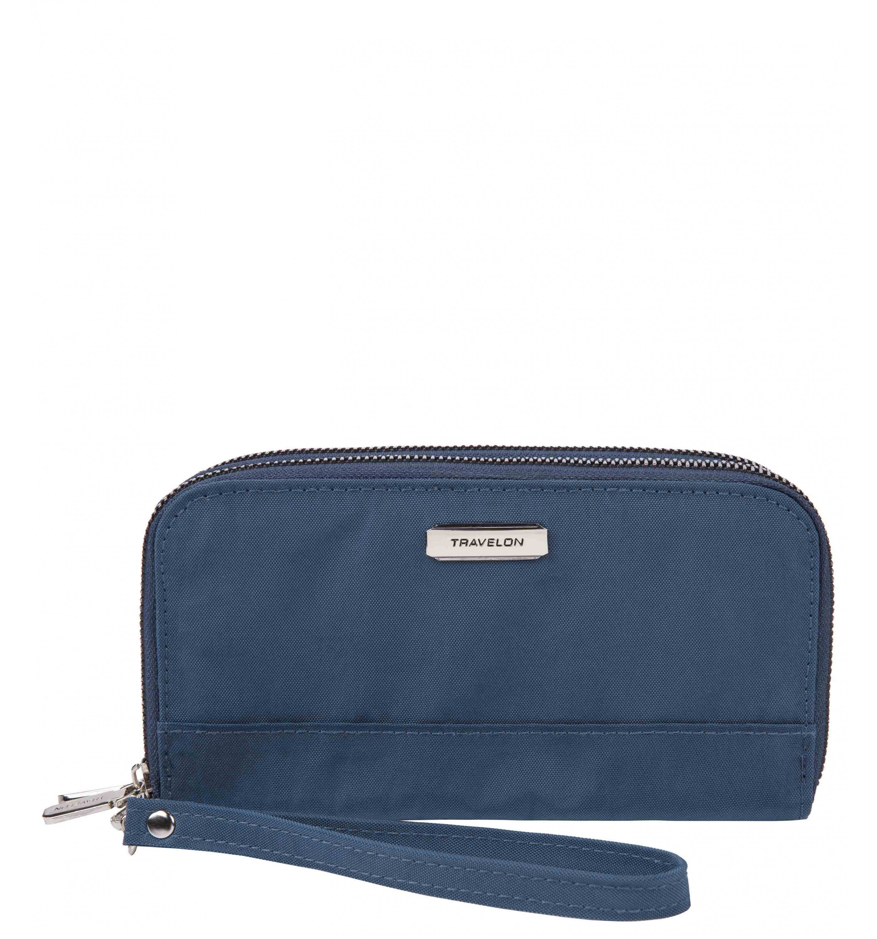 TRAVELONRFID-Blocking Double Zip Clutch Wallet