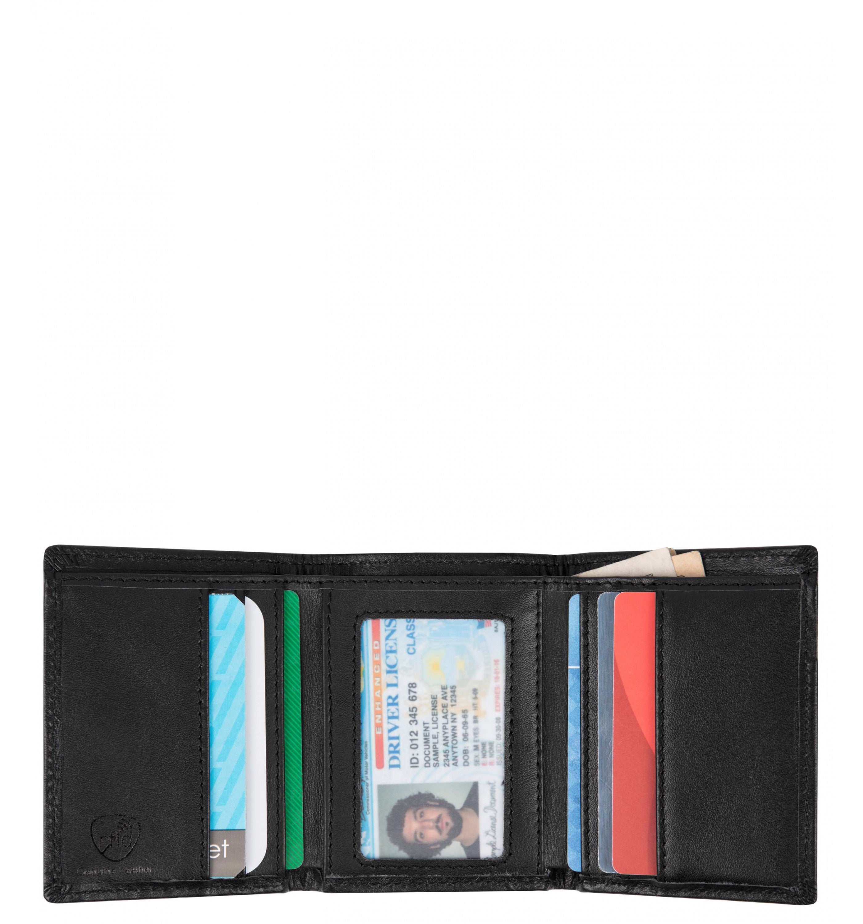TRAVELONRFID-Blocking Leather Trifold Wallet