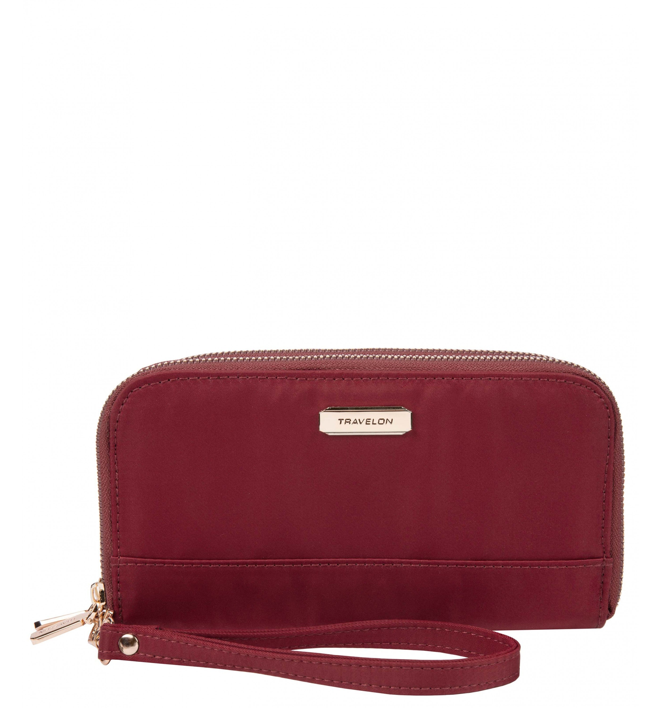TRAVELONRFID-Blocking Double Zip Clutch Wallet