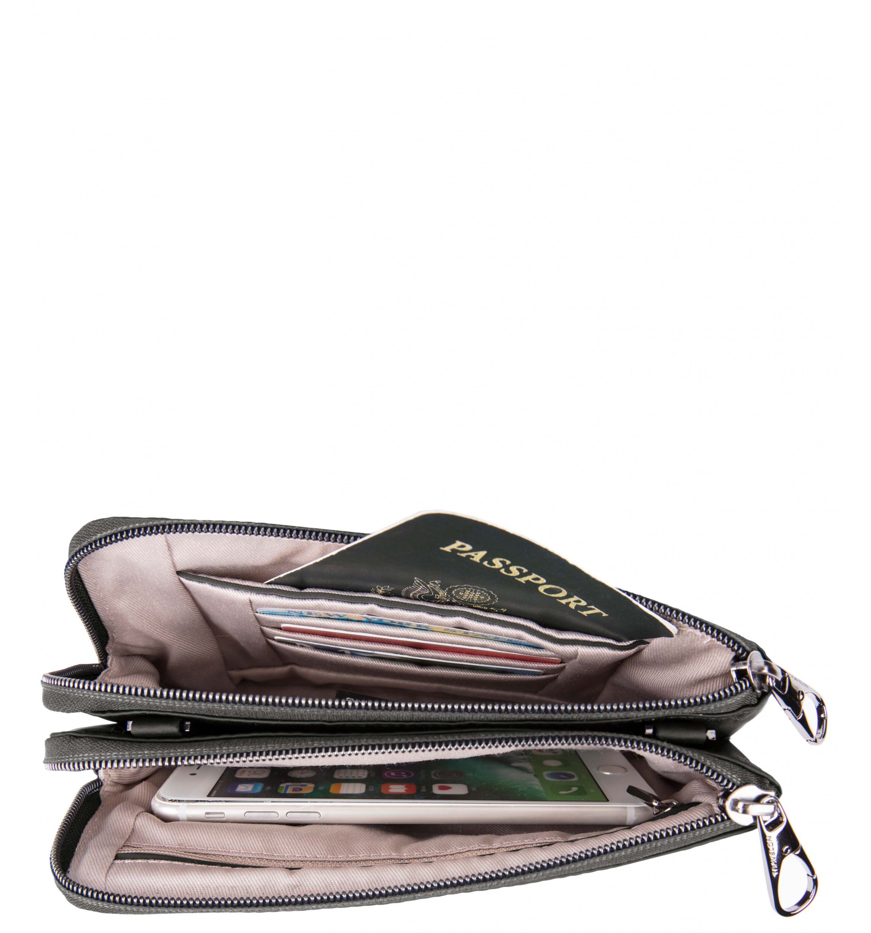 TRAVELONAnti-Theft Parkview Double Zip Crossbody Clutch