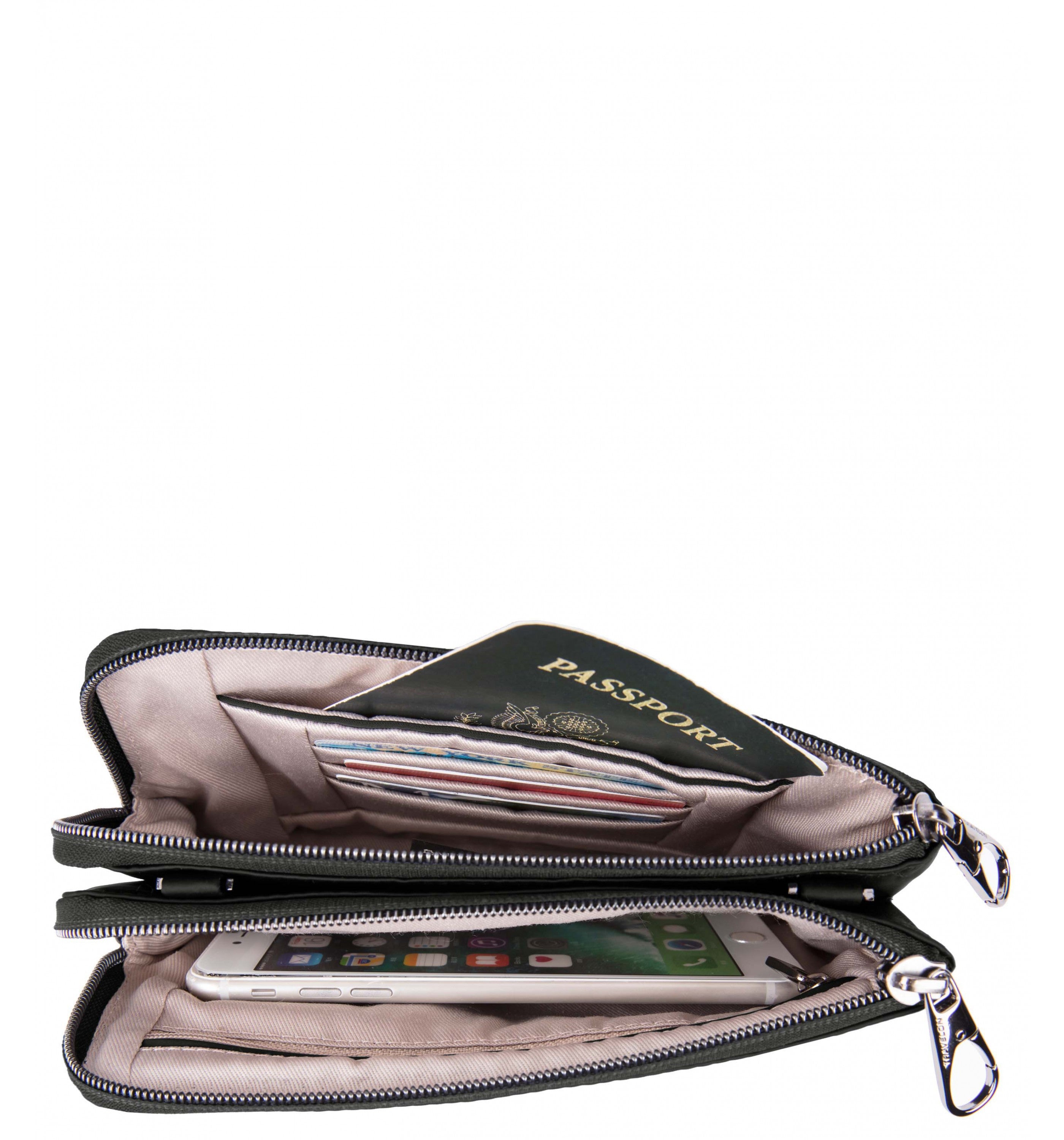 TRAVELONAnti-Theft Parkview Double Zip Crossbody Clutch