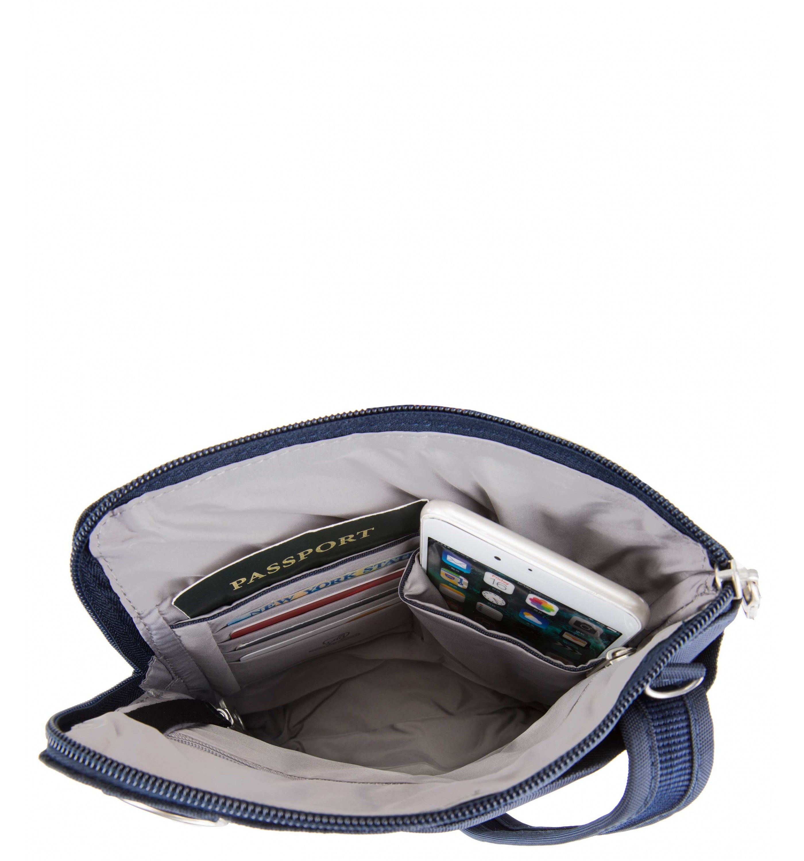TRAVELONAnti-Theft Classic Slim Double Zip Crossbody Bag