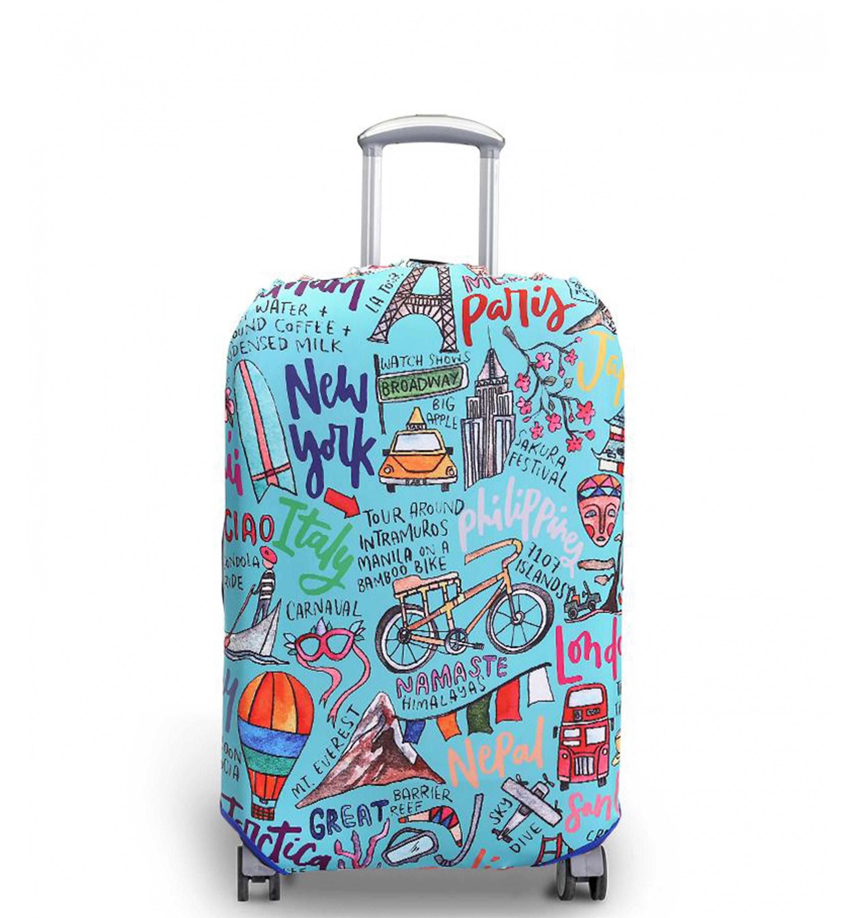 WANDERSKYEWanderskye Reversible Luggage Cover - Travel Journal (Medium) Accessories
