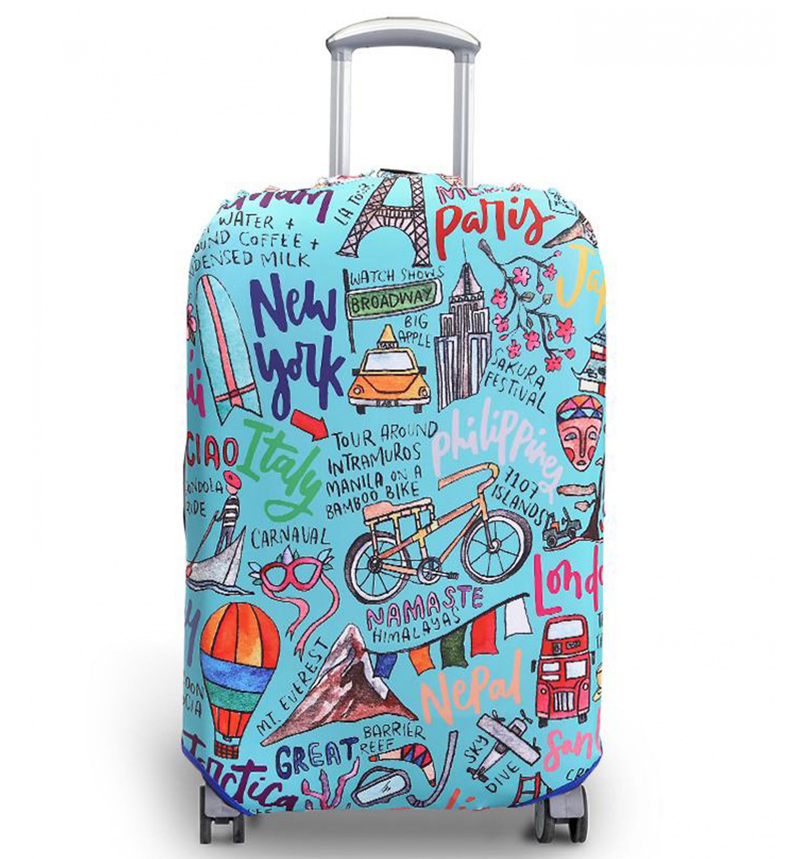 WANDERSKYEWanderskye Reversible Luggage Cover - Travel Journal (Large) Accessories