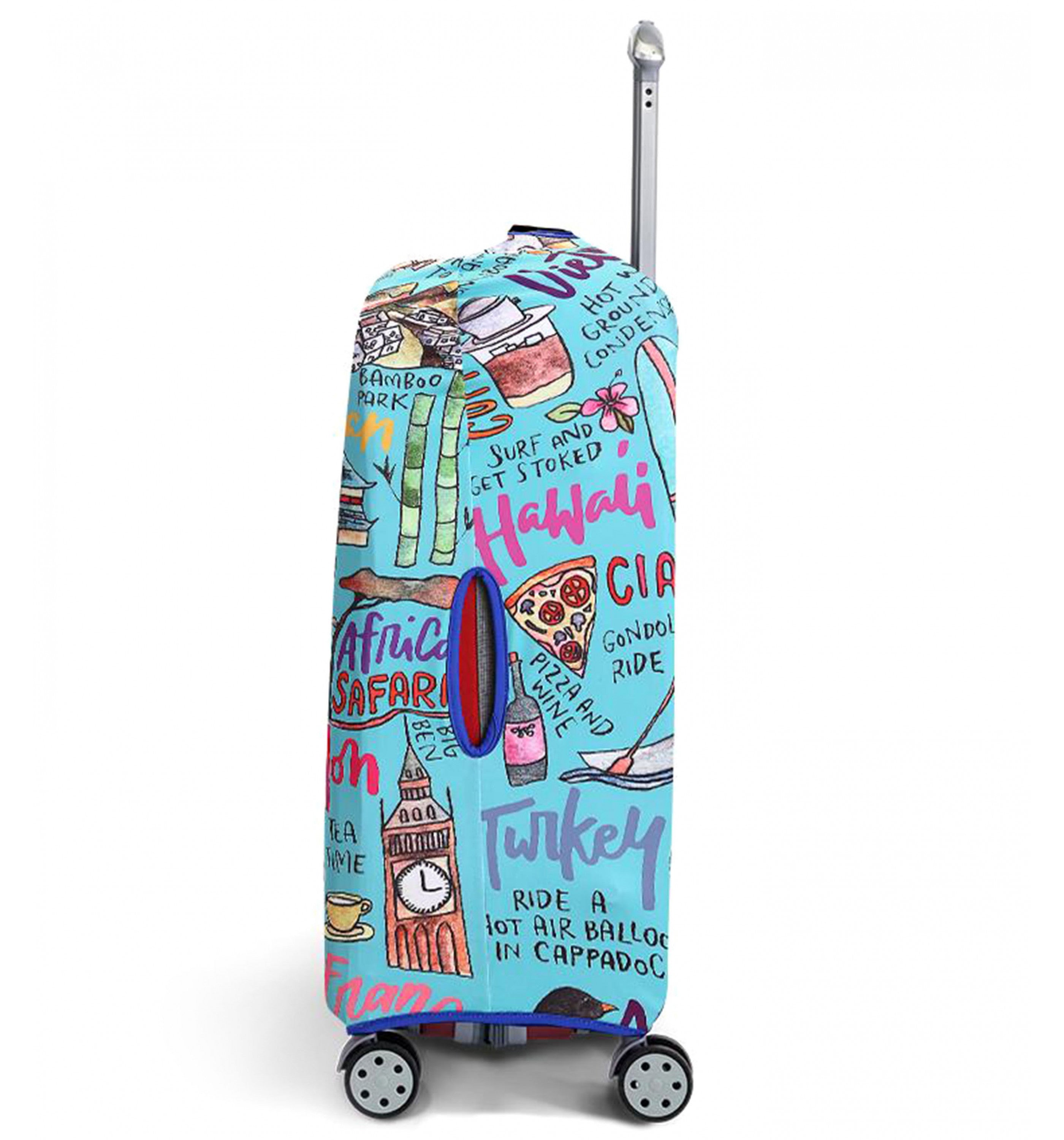 WANDERSKYEWanderskye Reversible Luggage Cover - Travel Journal (Large) Accessories