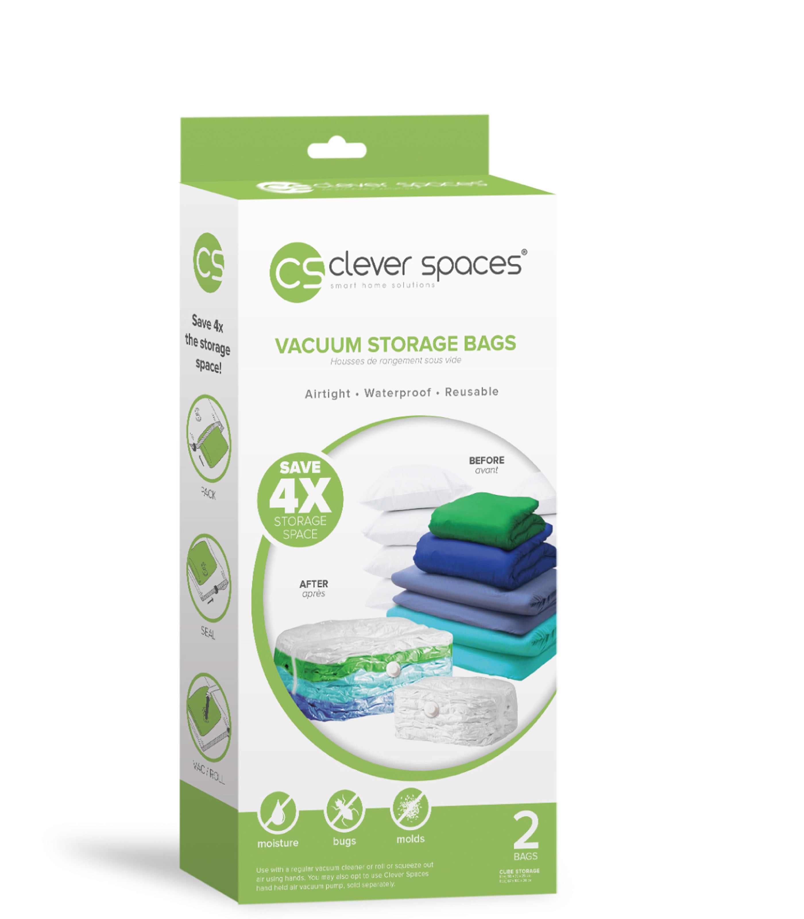 CLEVER SPACESVaccum Storage Bags - Cube 2Pcs