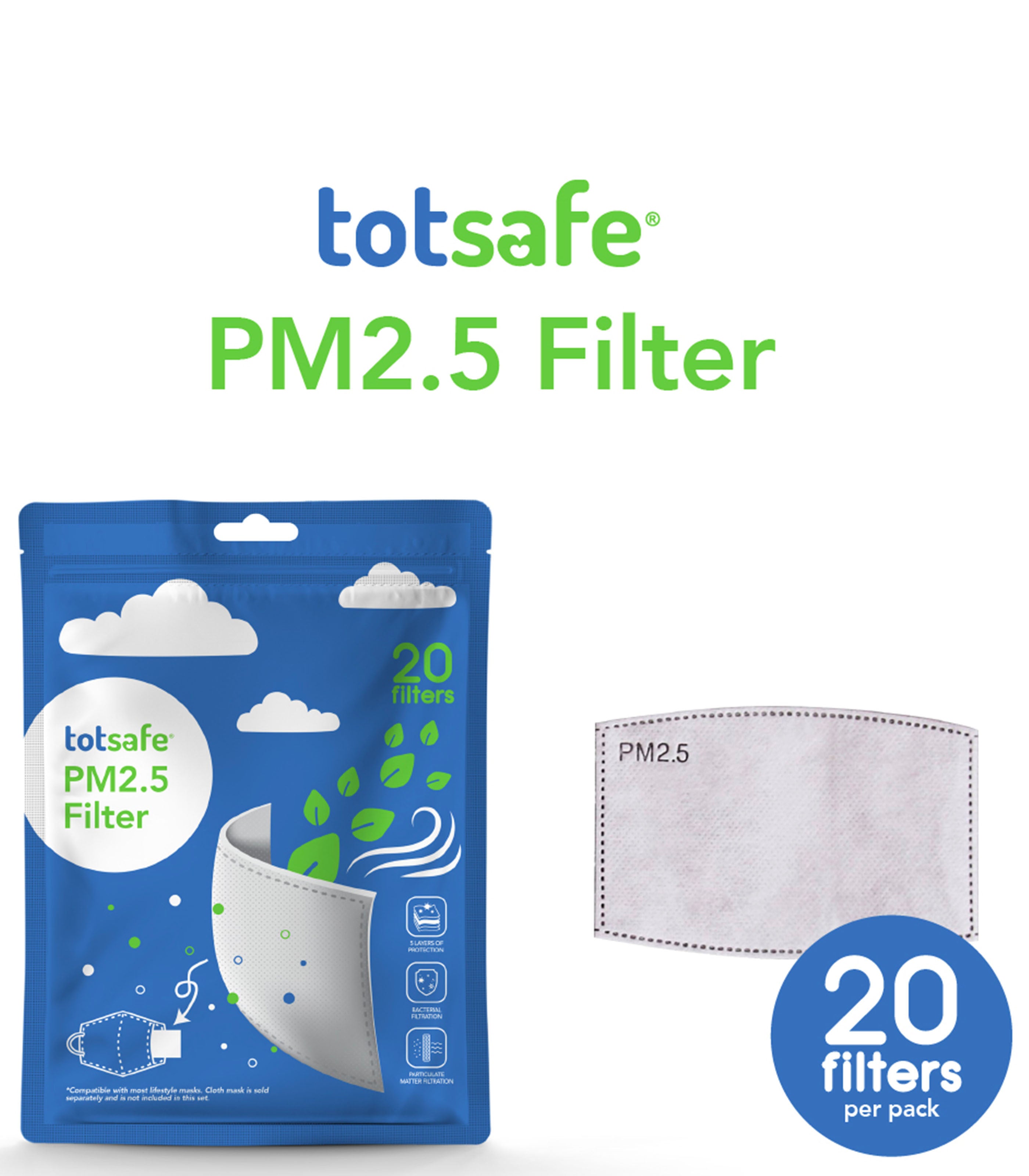 TOT SAFEPM2.5 MASK FILTER PACK (20s)