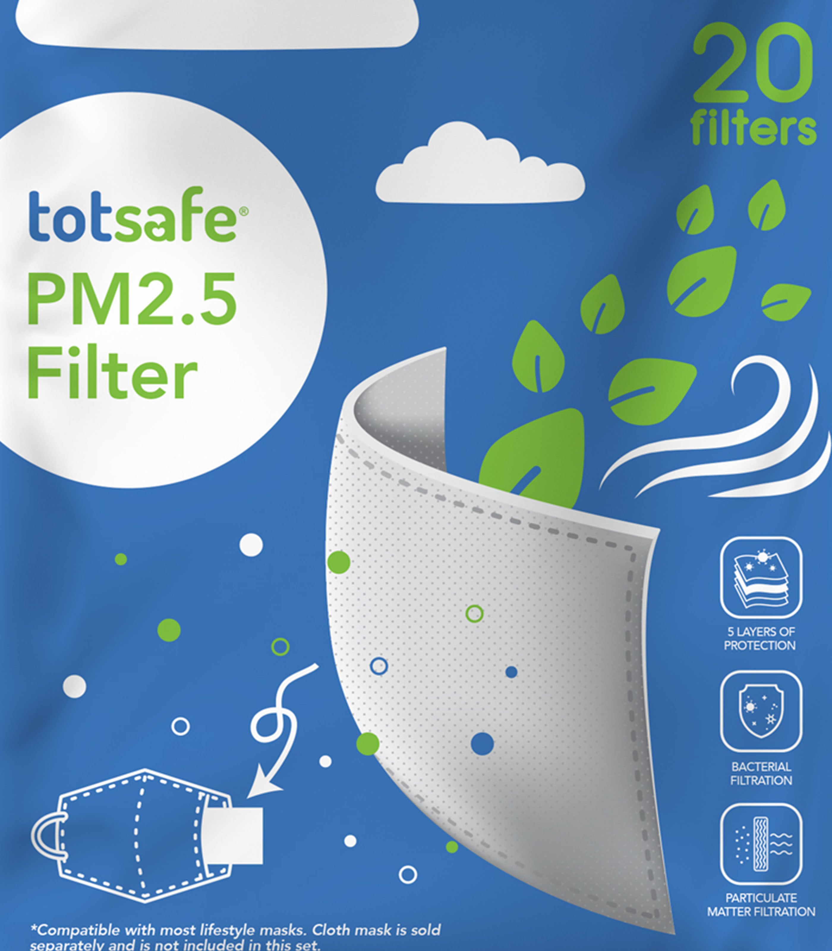 TOT SAFEPM2.5 MASK FILTER PACK (20s)