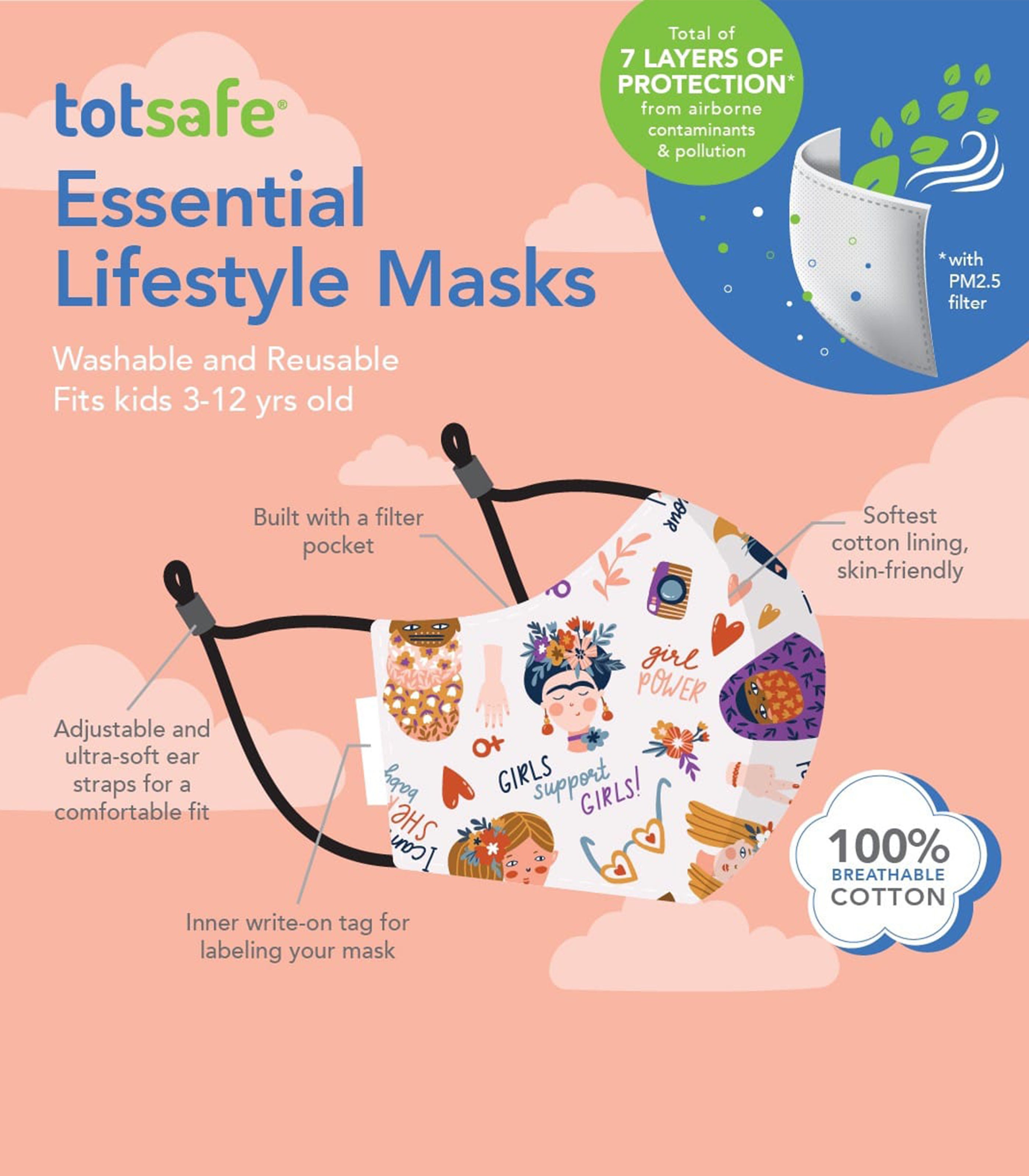 TOT SAFEESSENTIAL LIFESTYLE MASK- RAINBOW