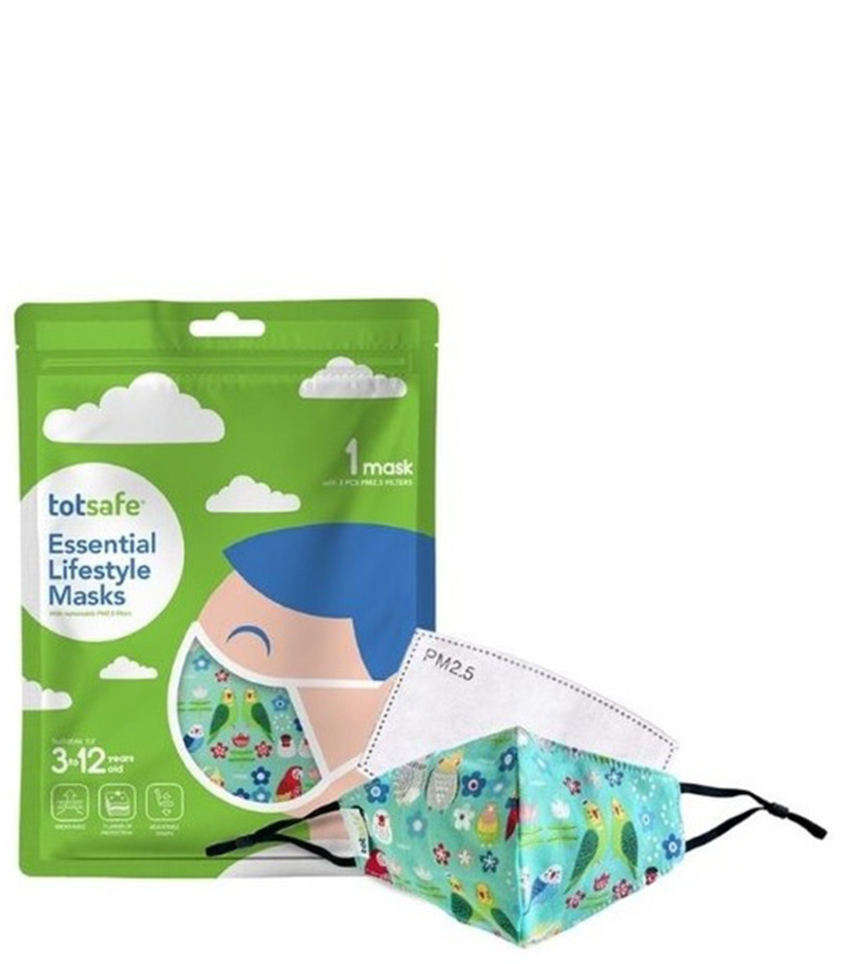 TOT SAFEESSENTIAL LIFESTYLE MASK- PARROT GREEN