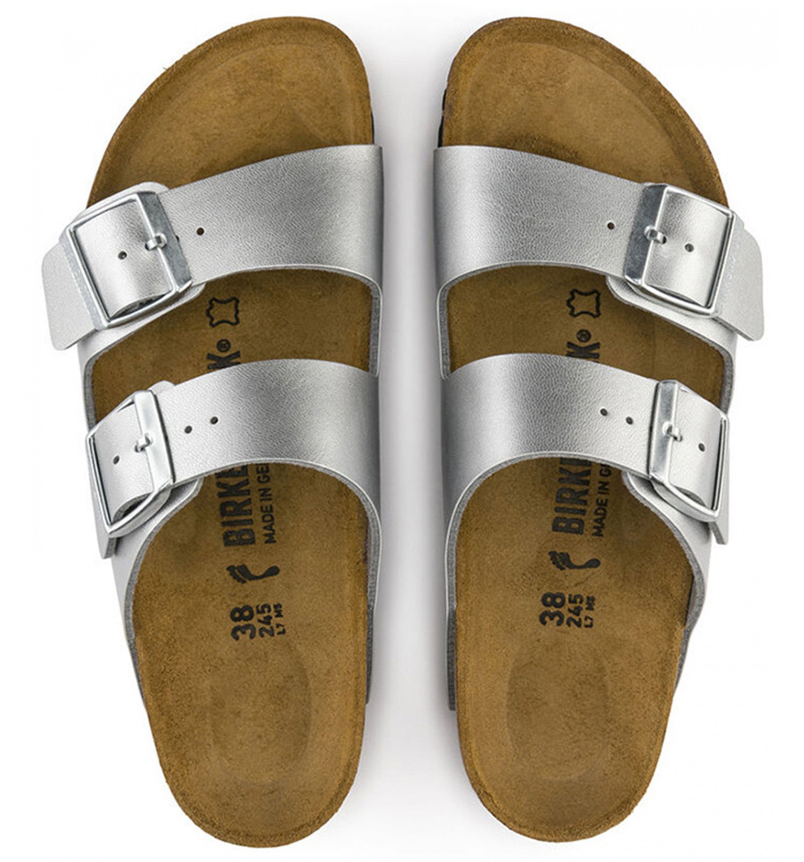 BIRKENSTOCKArizona Birko-Flor Metallic Womens Silver