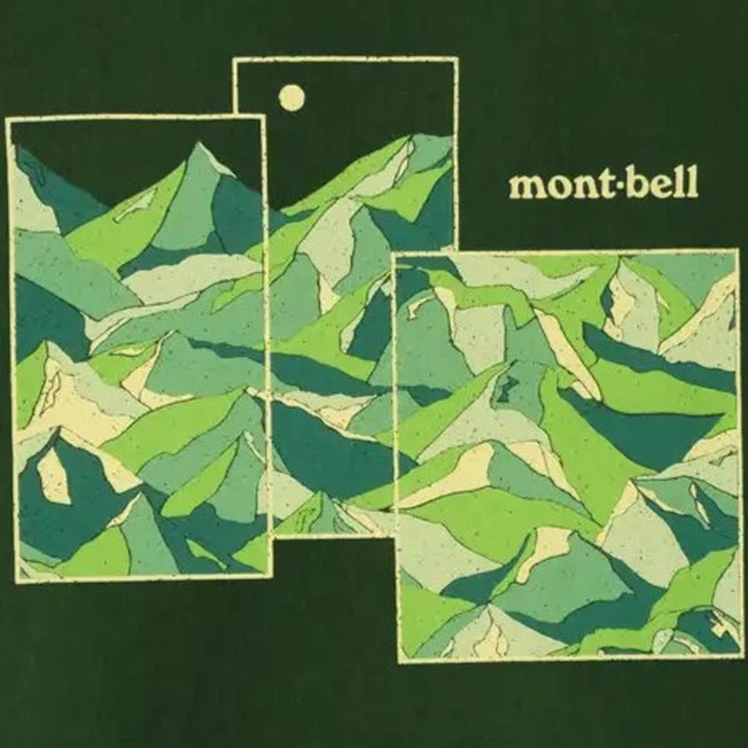 MontbellPear Skin Cotton T Mountain Collage Short Sleeves Shirt Dark Green