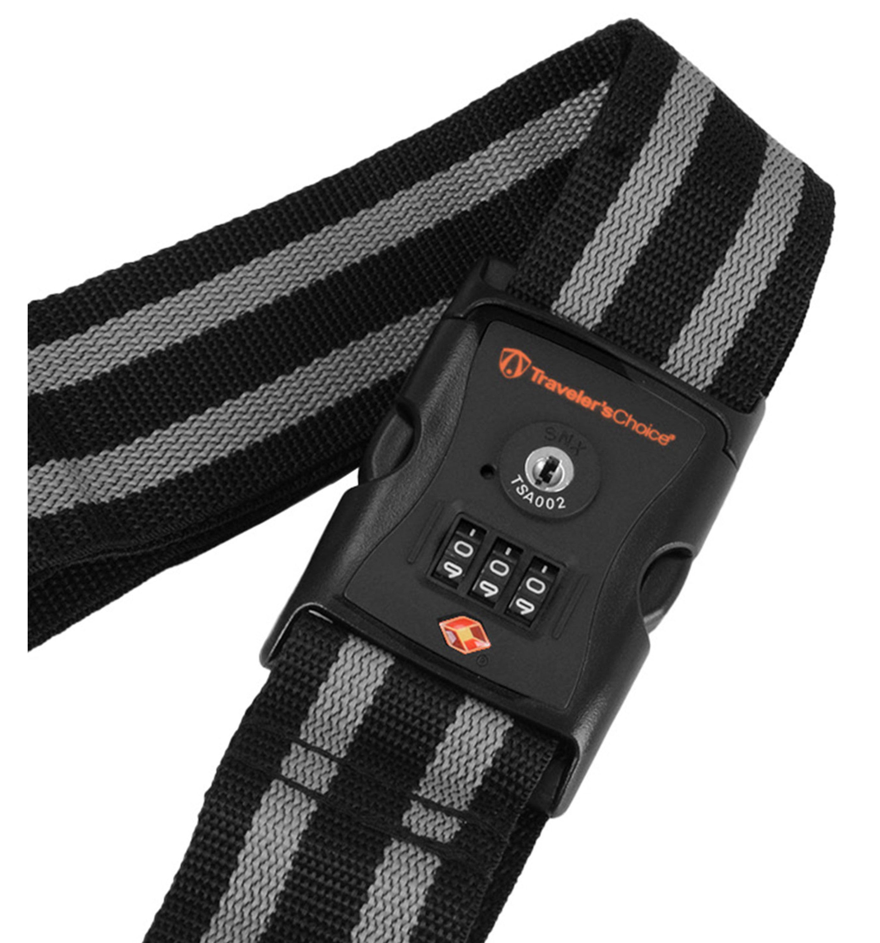 TRAVELERS CHOICELUGGAGE STRAP WITH TSA COMBINATION LOCK BLACK