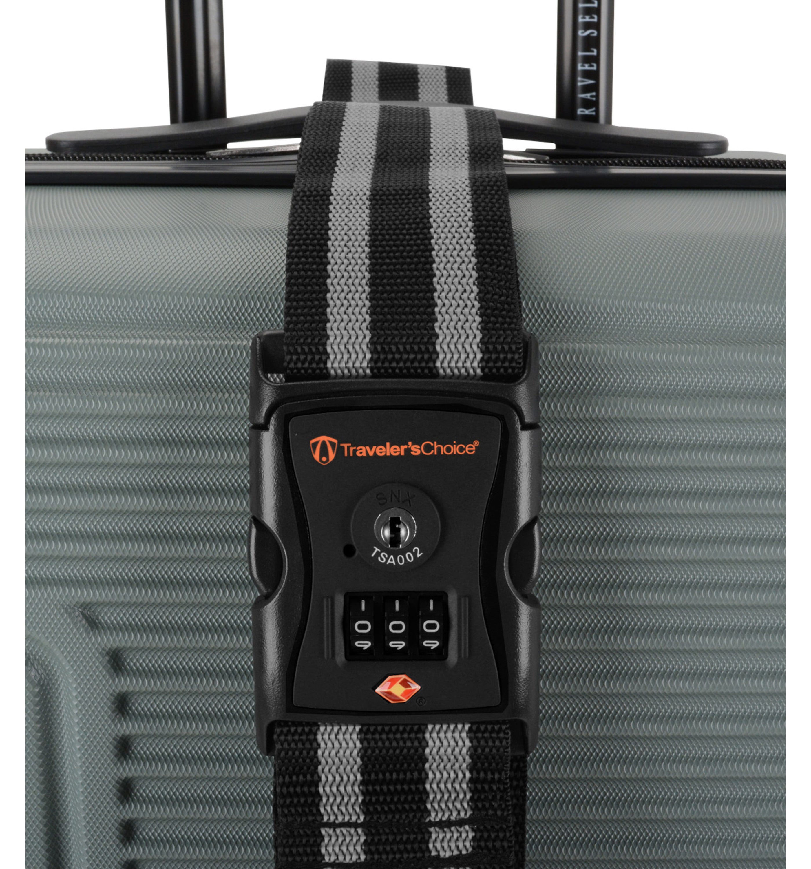 TRAVELERS CHOICELUGGAGE STRAP WITH TSA COMBINATION LOCK BLACK