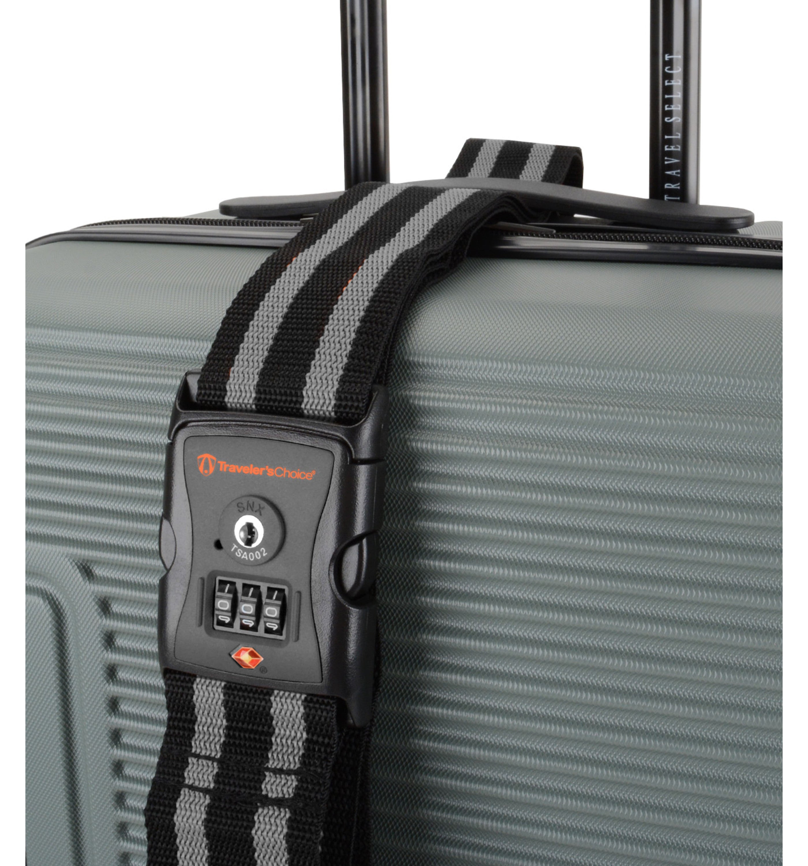 TRAVELERS CHOICELUGGAGE STRAP WITH TSA COMBINATION LOCK BLACK