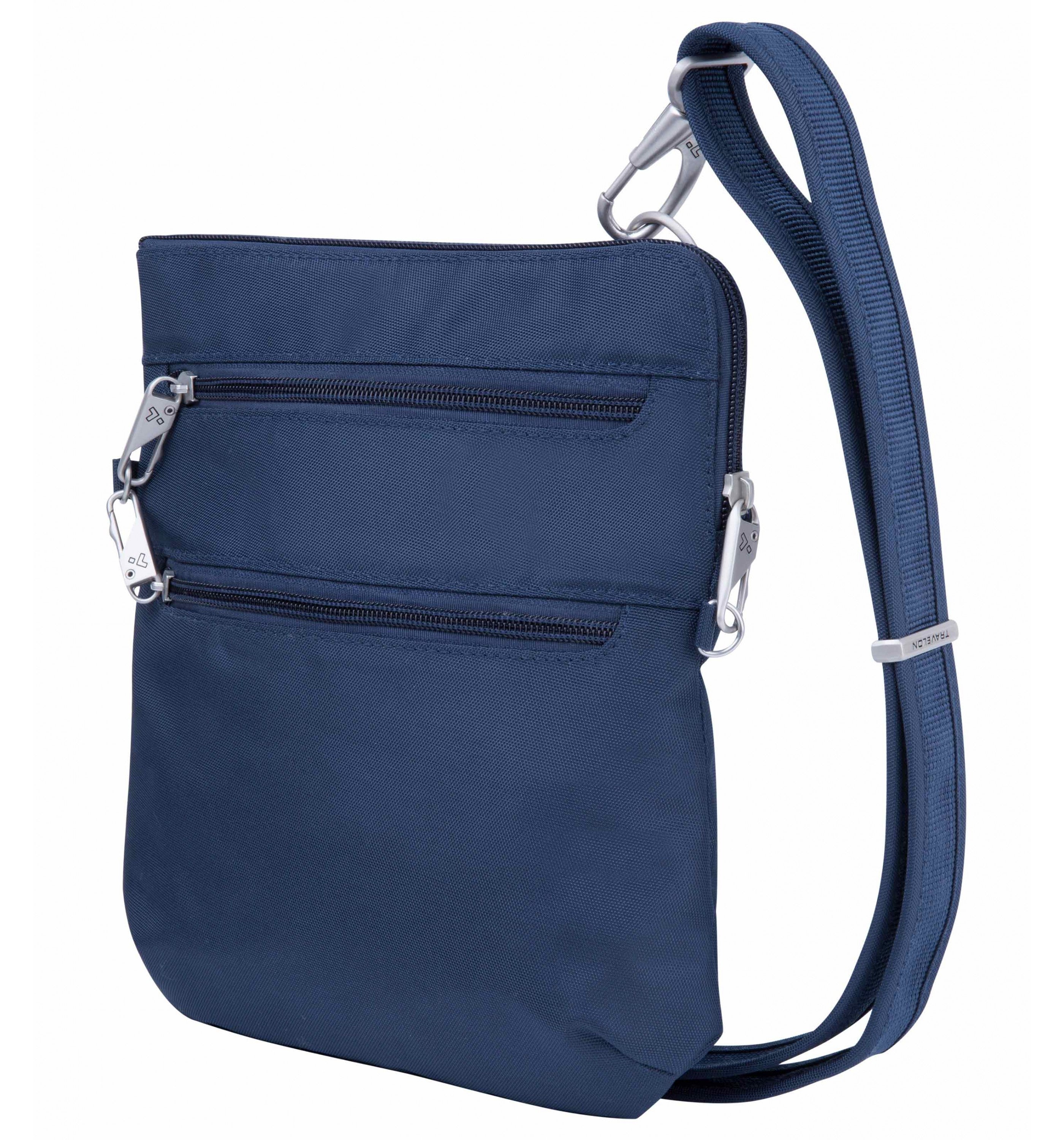 Anti-Theft Classic Slim Double Zip Crossbody Bag