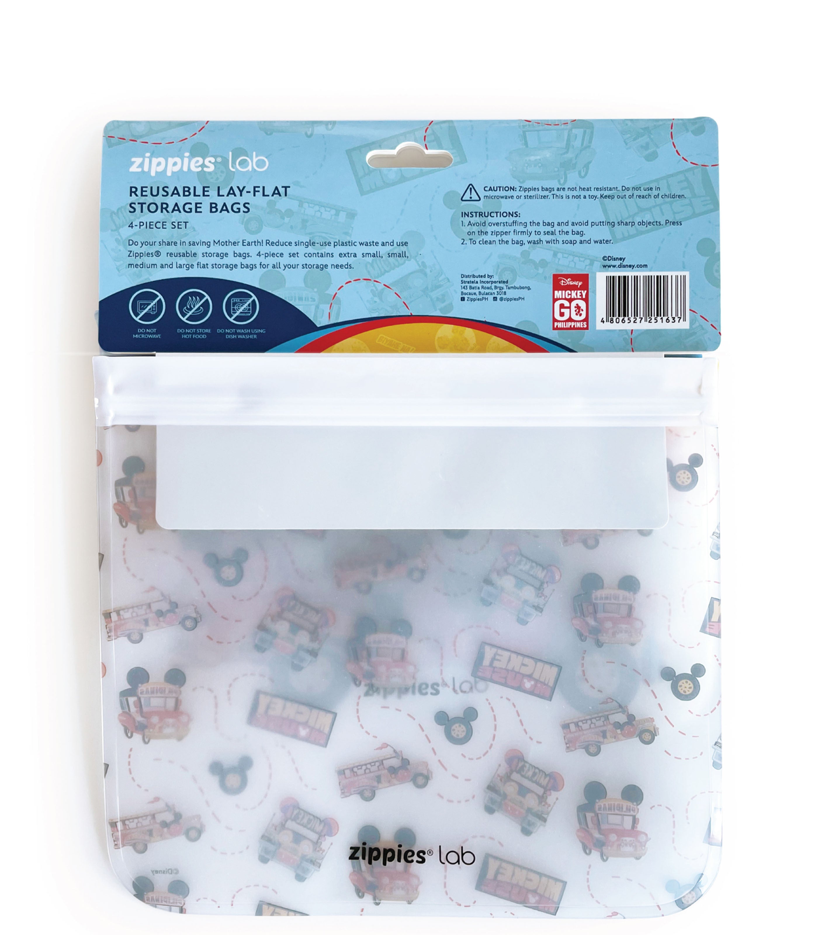 MICKEY JEEPNEY 4-PC REUSABLE LAYFLAT BAGS SET