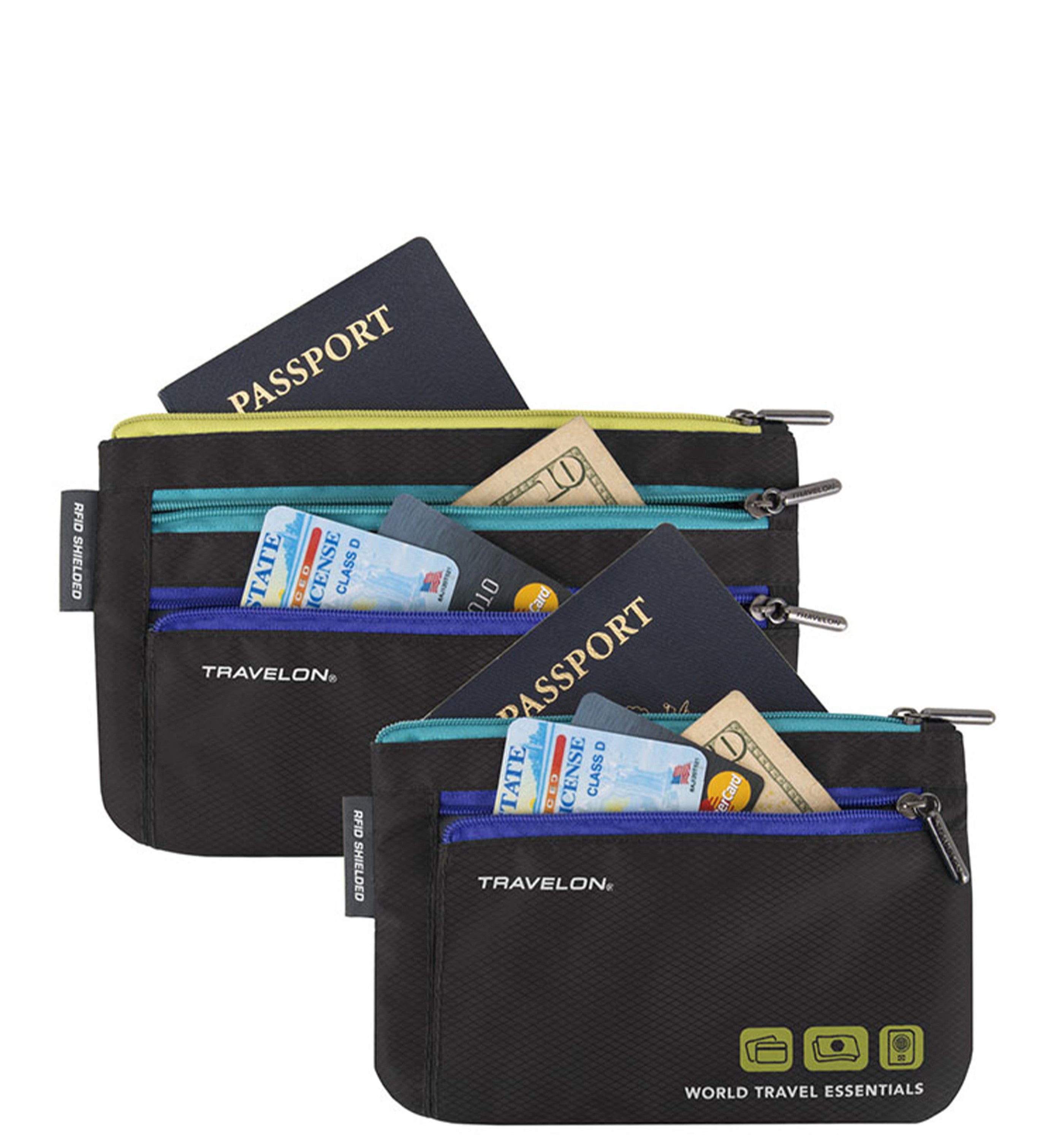 World Travel Essentials Set Of 2 Currency &Passport Organizers